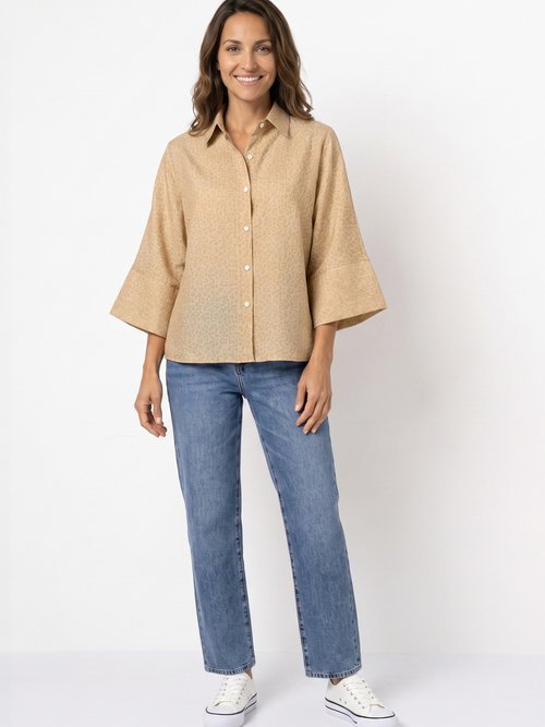 Chemisier léopard, manches 3/4 fantaisie Femme Beige JB-B6336 SI1