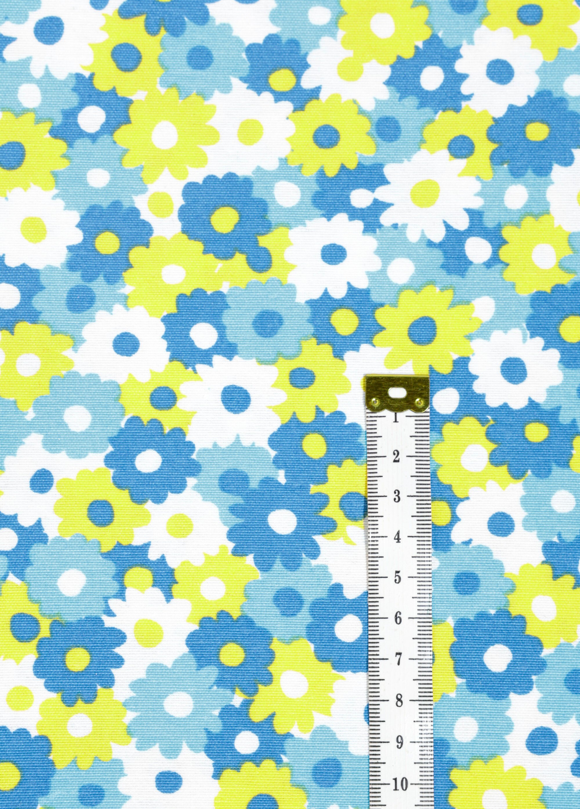 Coupon tissu déco Flower B1, 0,5x1,4m BLEU COT149846 DE1