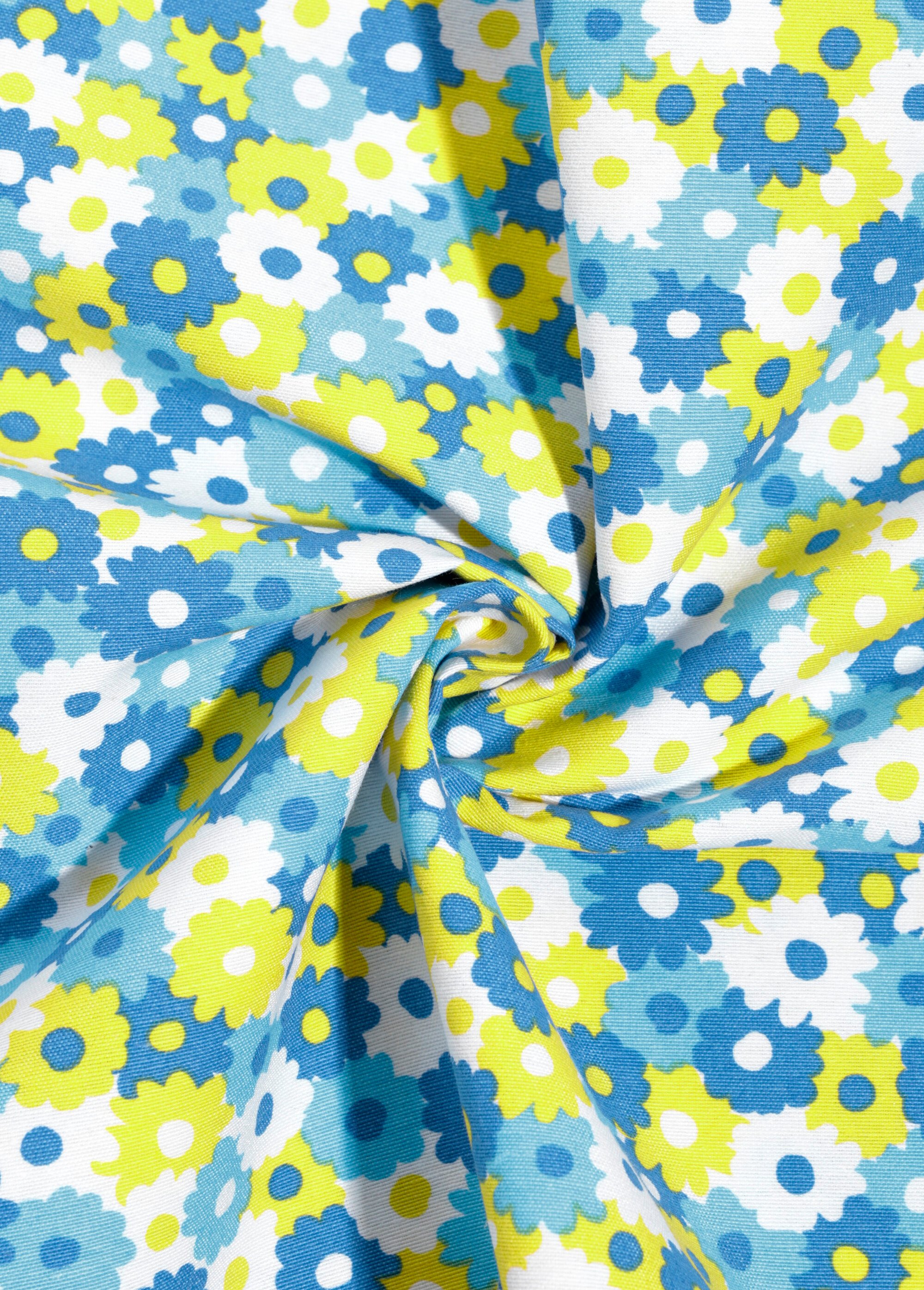 Coupon tissu déco Flower B1, 2x1,4m BLEU COT149882 FA1