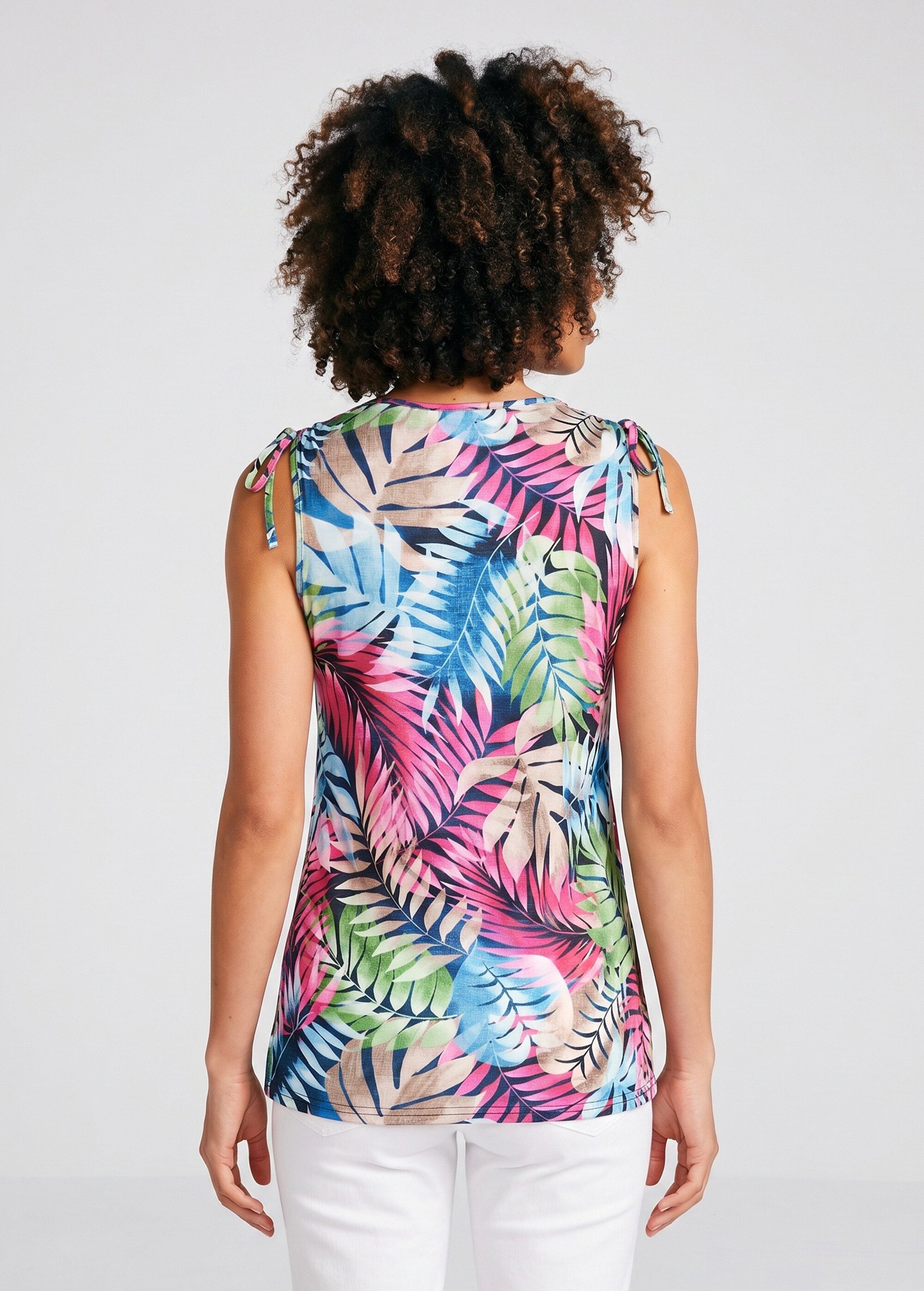 Débardeur long imprimé végétal Femme Bleu CHANAZ DO1