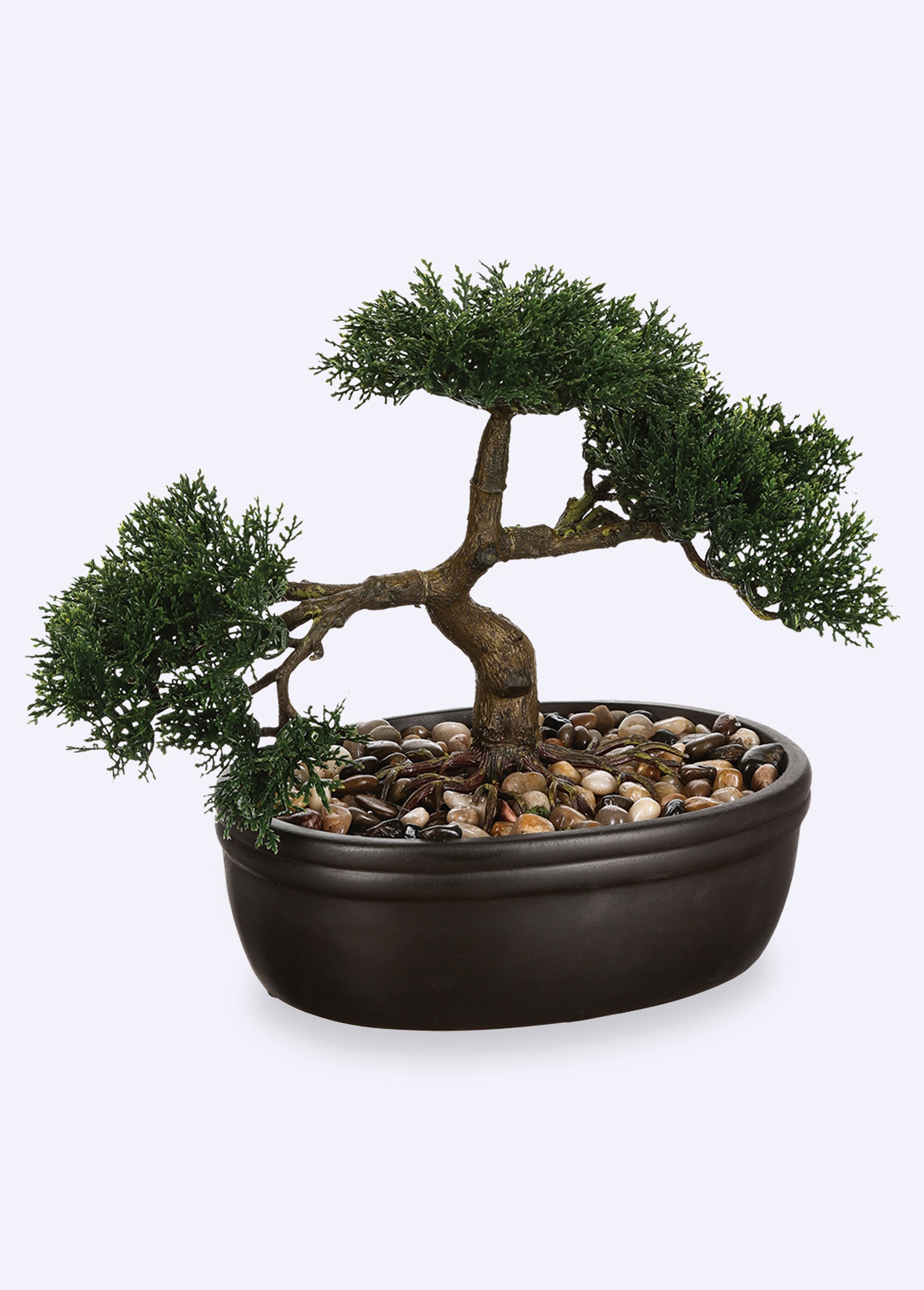 Bonzaï artificiel en pot céramique ovale