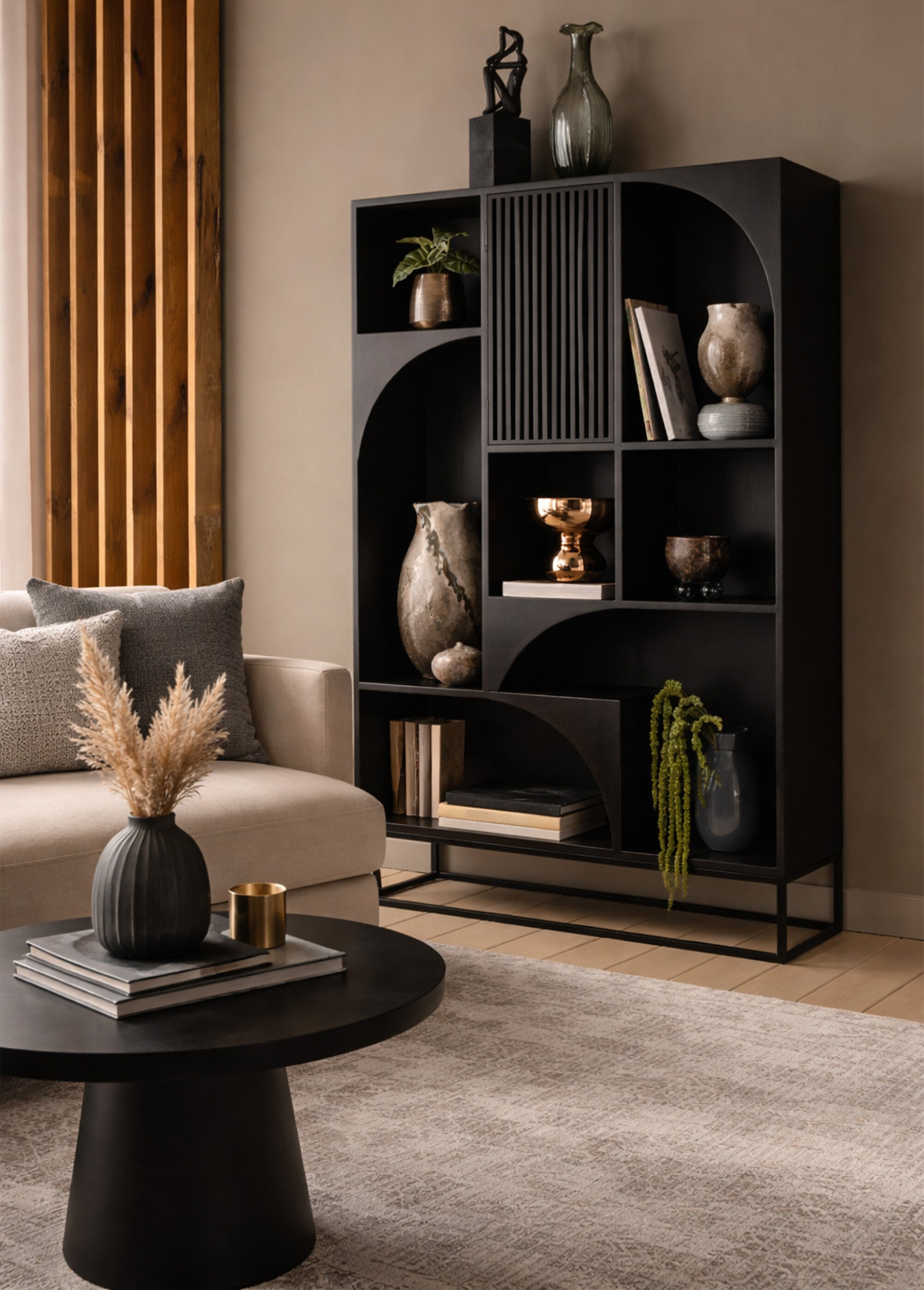 Etagère design arches, en manguier 2N NOIR JP-46013 SI1