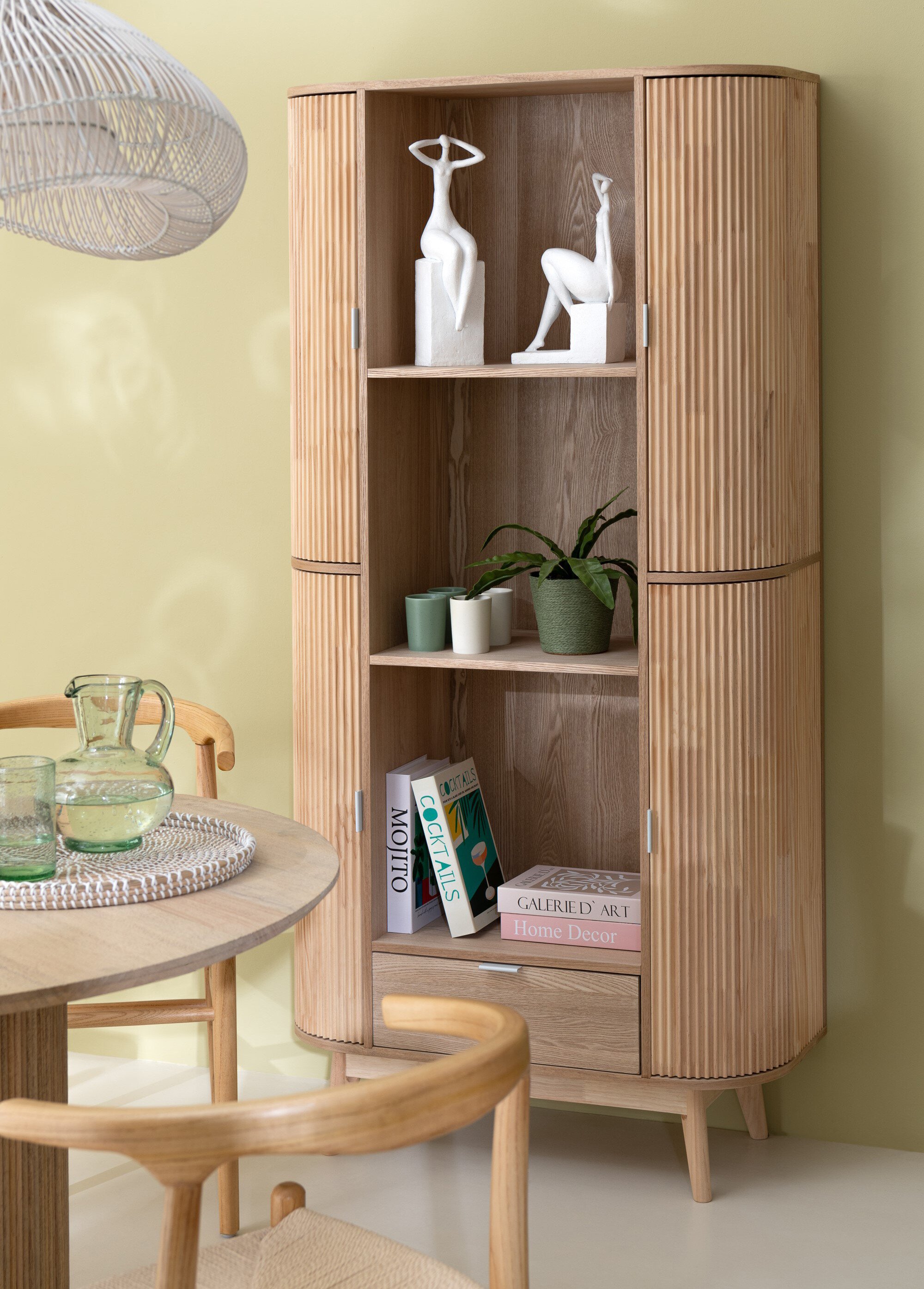 Etagère haute pin, avec portes arrondies BEIGE JP-50774 SI1