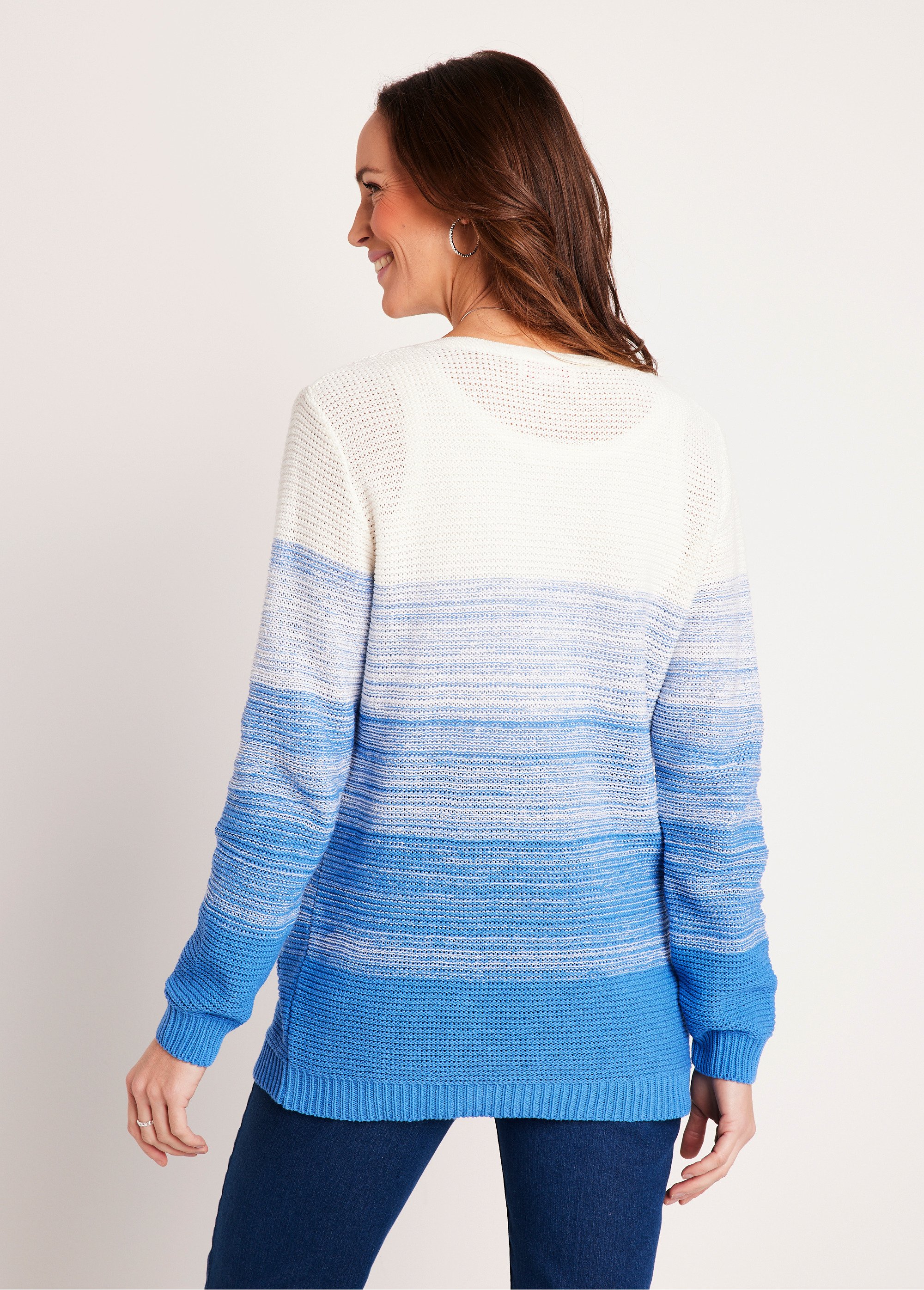 Gilet long col V boutonné coton