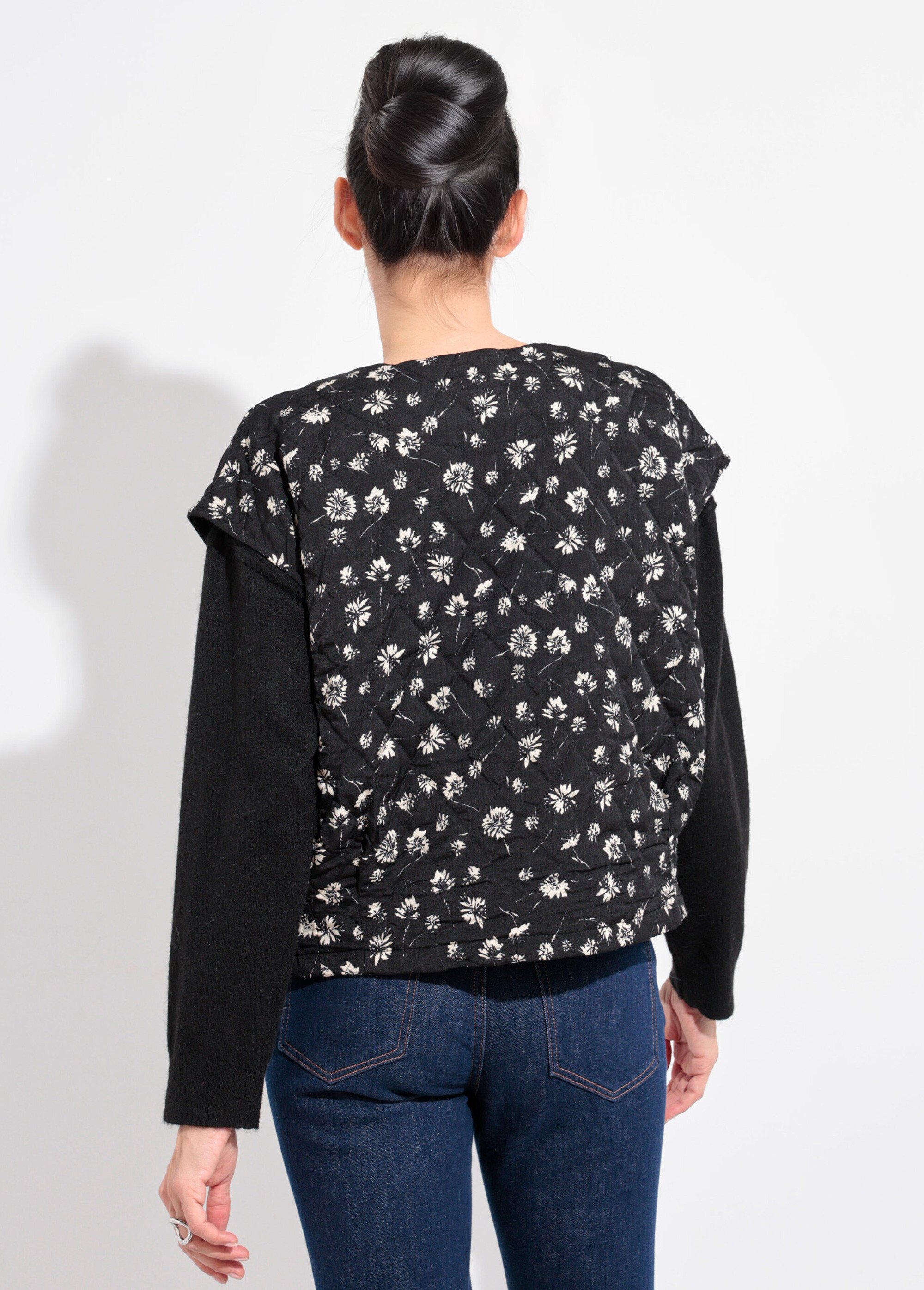 Gilet sans manches matelassé surpiqûres Femme Noir IA-C688 DO1