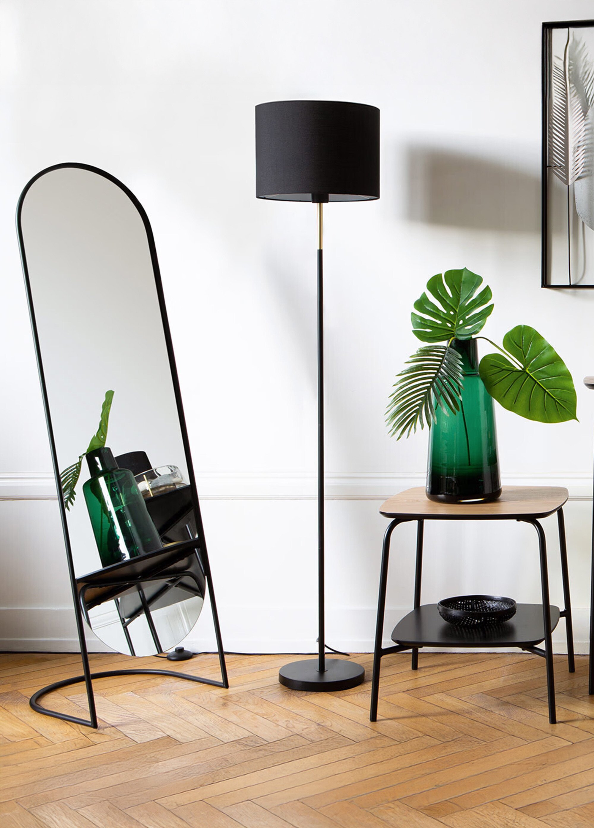 Grand miroir acier sur pied style psyché Gris JJA-169353 SI1