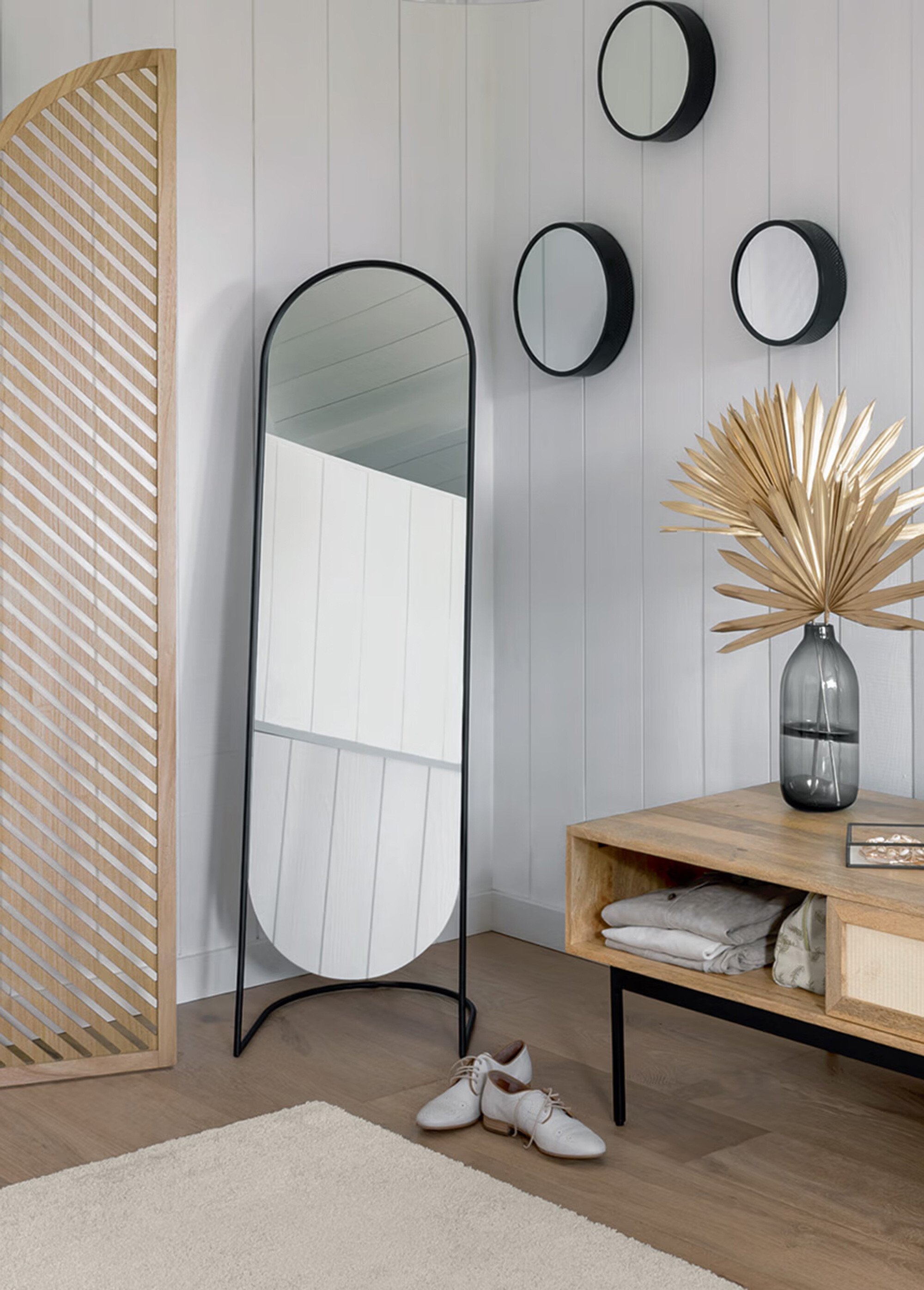 Grand miroir acier sur pied style psyché Gris JJA-169353 SI2