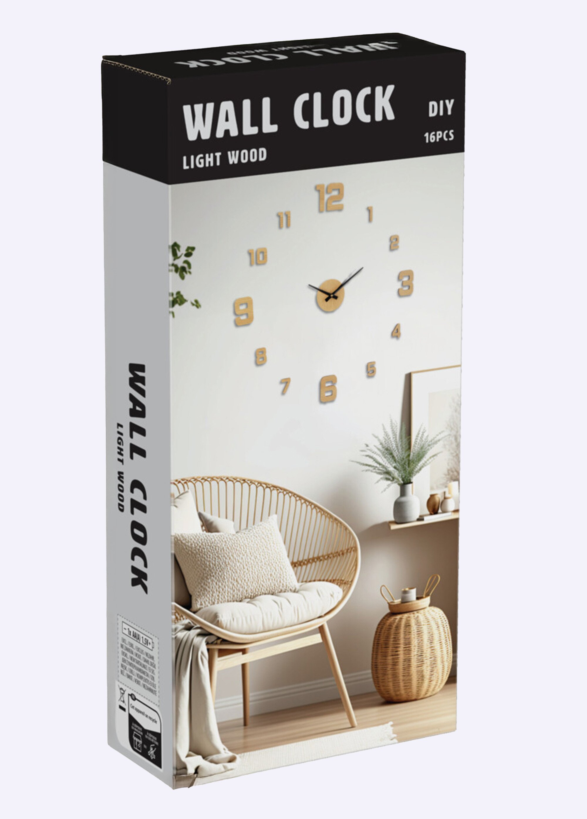 Maxi horloge murale en bois, à installer Beige KP-KL9000010 DE1