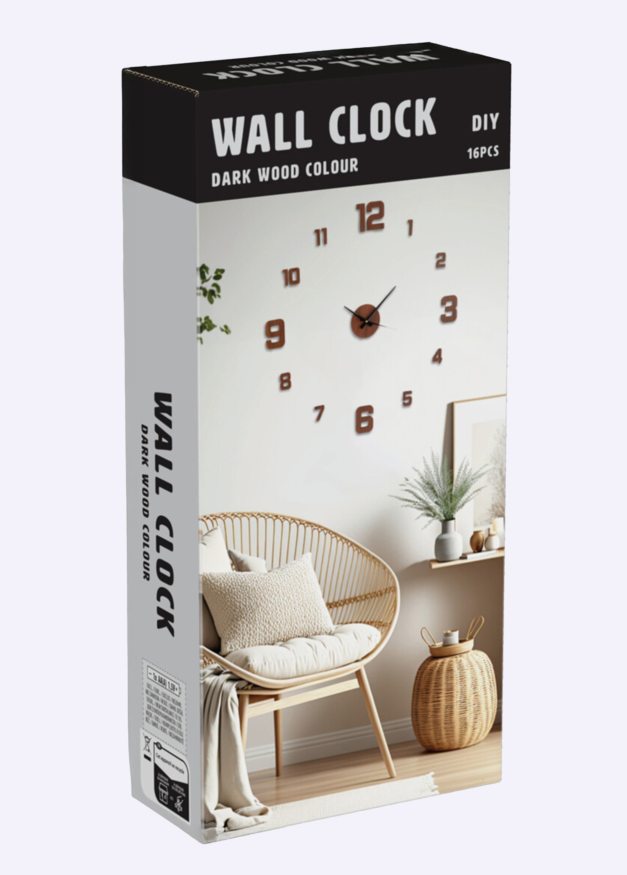 Maxi horloge murale en bois, à installer Marron KP-KL9000010 DE1