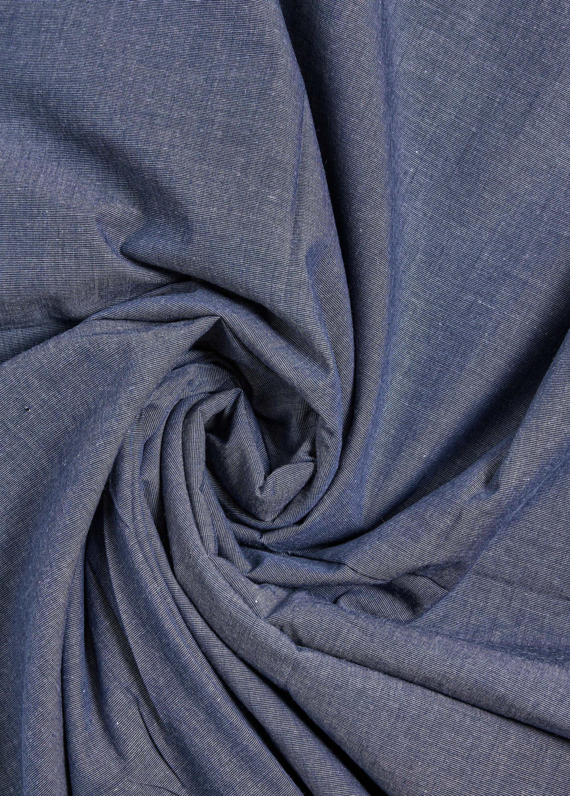 Coupon tissu aspect chambray faux uni foncé