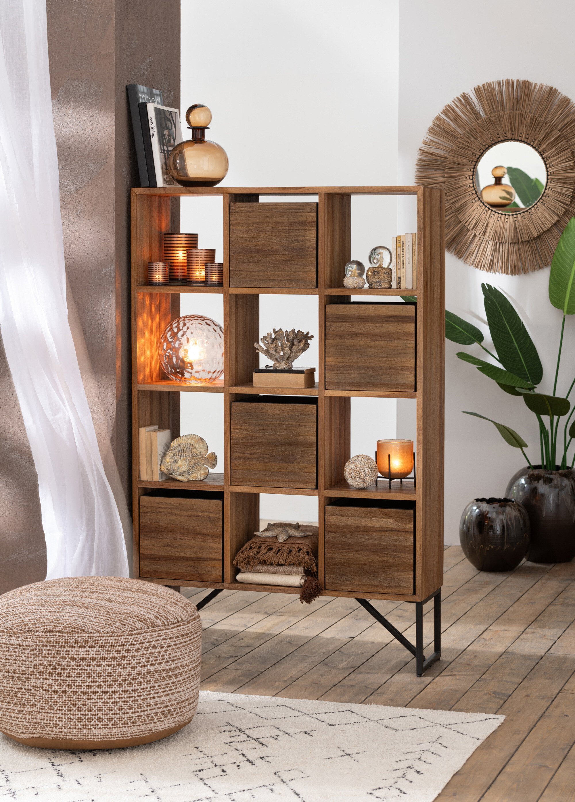 Meuble multicases en teck recyclé BEIGE JP-40803 SI1