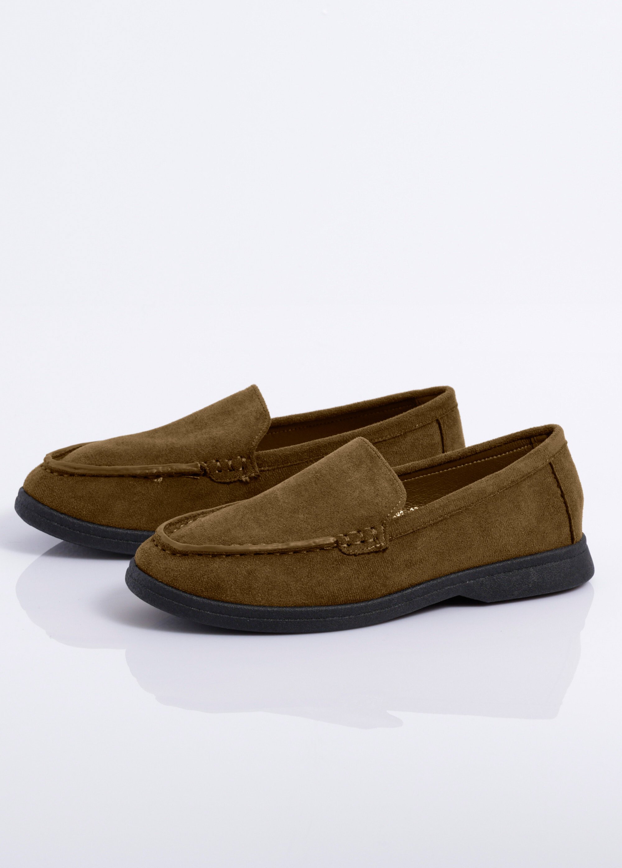 Mocassins plats essentiels en suédine Femme Vert JOIH8-583 DE1