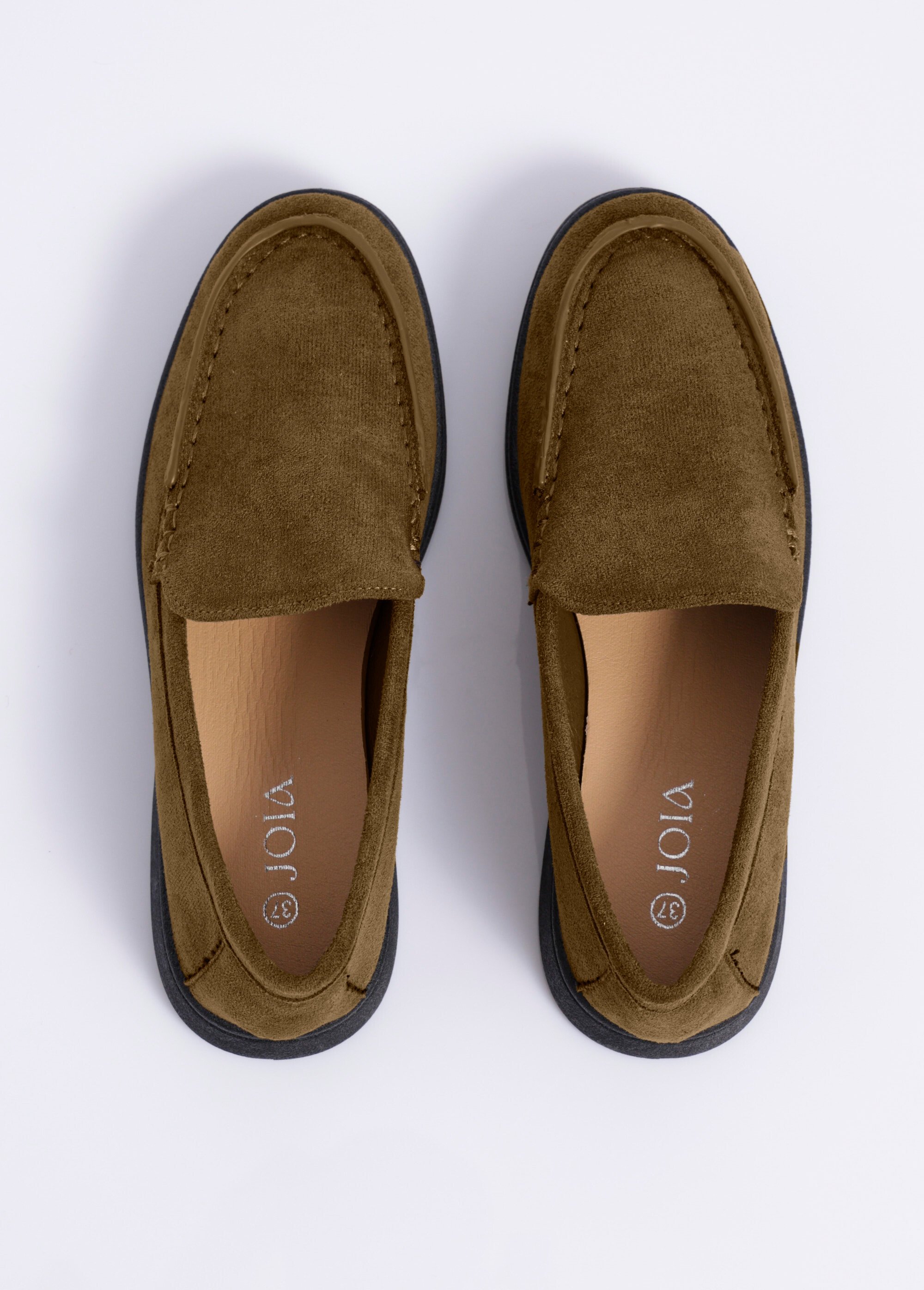 Mocassins plats essentiels en suédine Femme Vert JOIH8-583 OV1