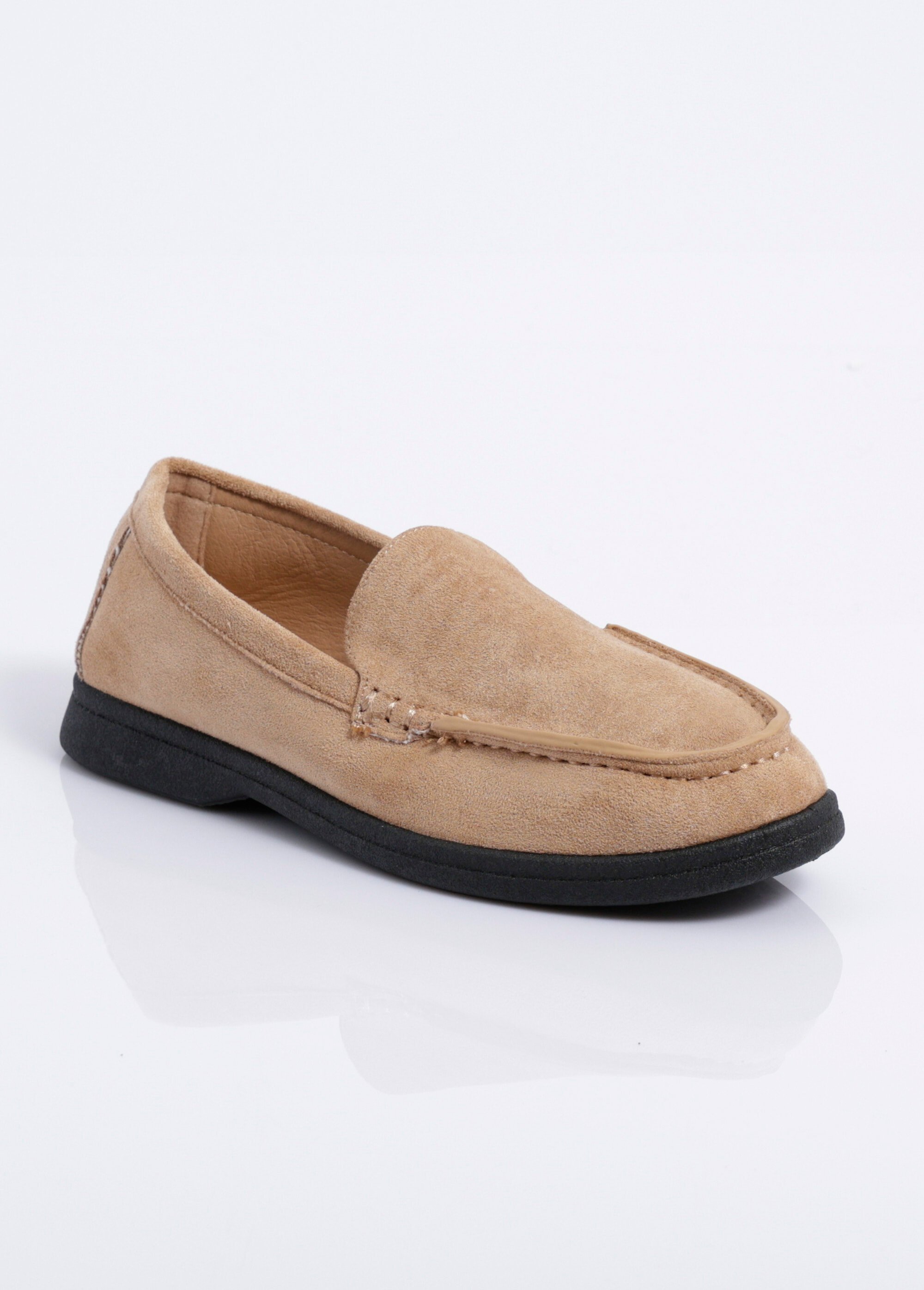 Mocassins plats essentiels en suédine Femme Beige JOIH8-583 FA1