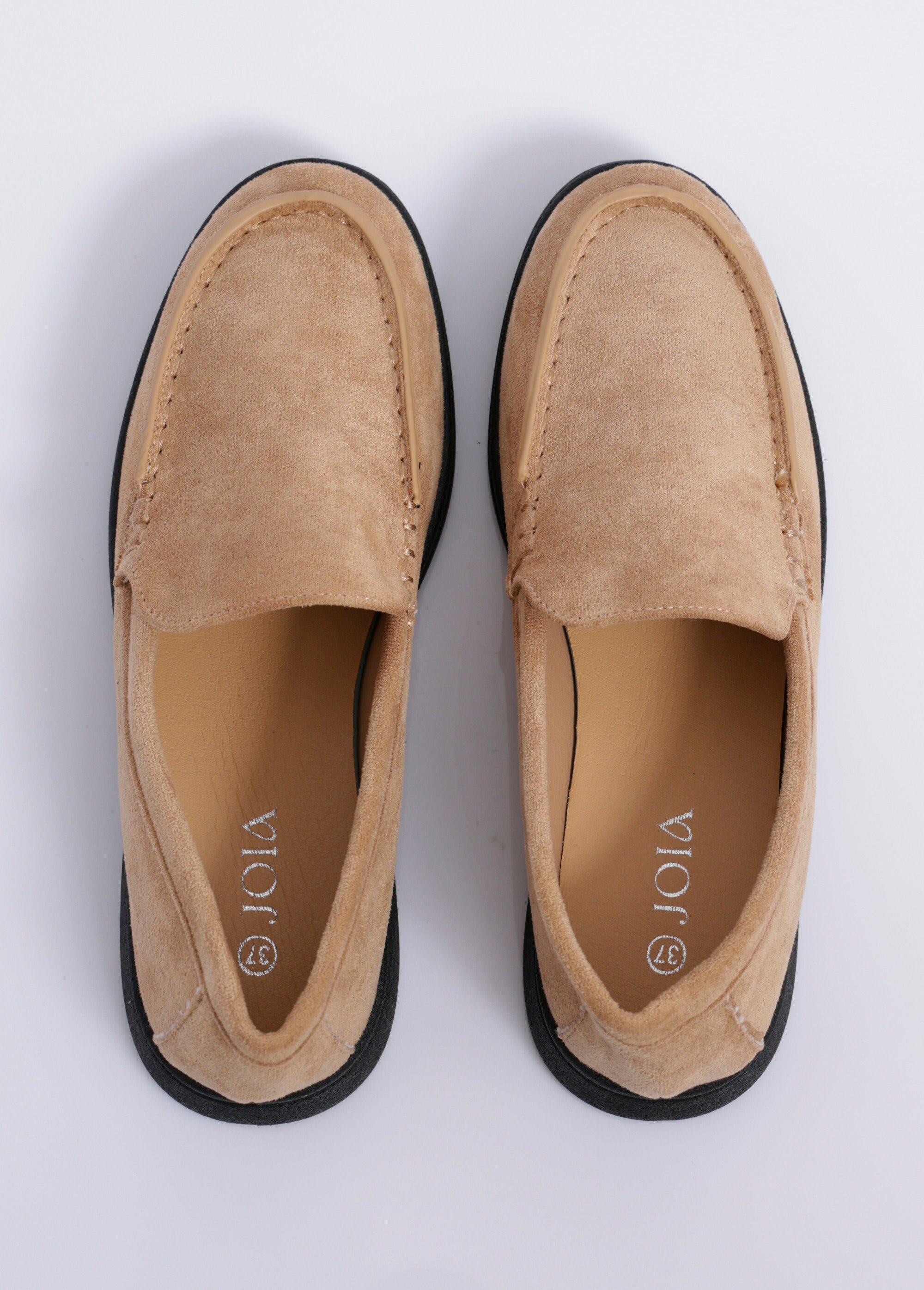 Mocassins plats essentiels en suédine Femme Beige JOIH8-583 OV1