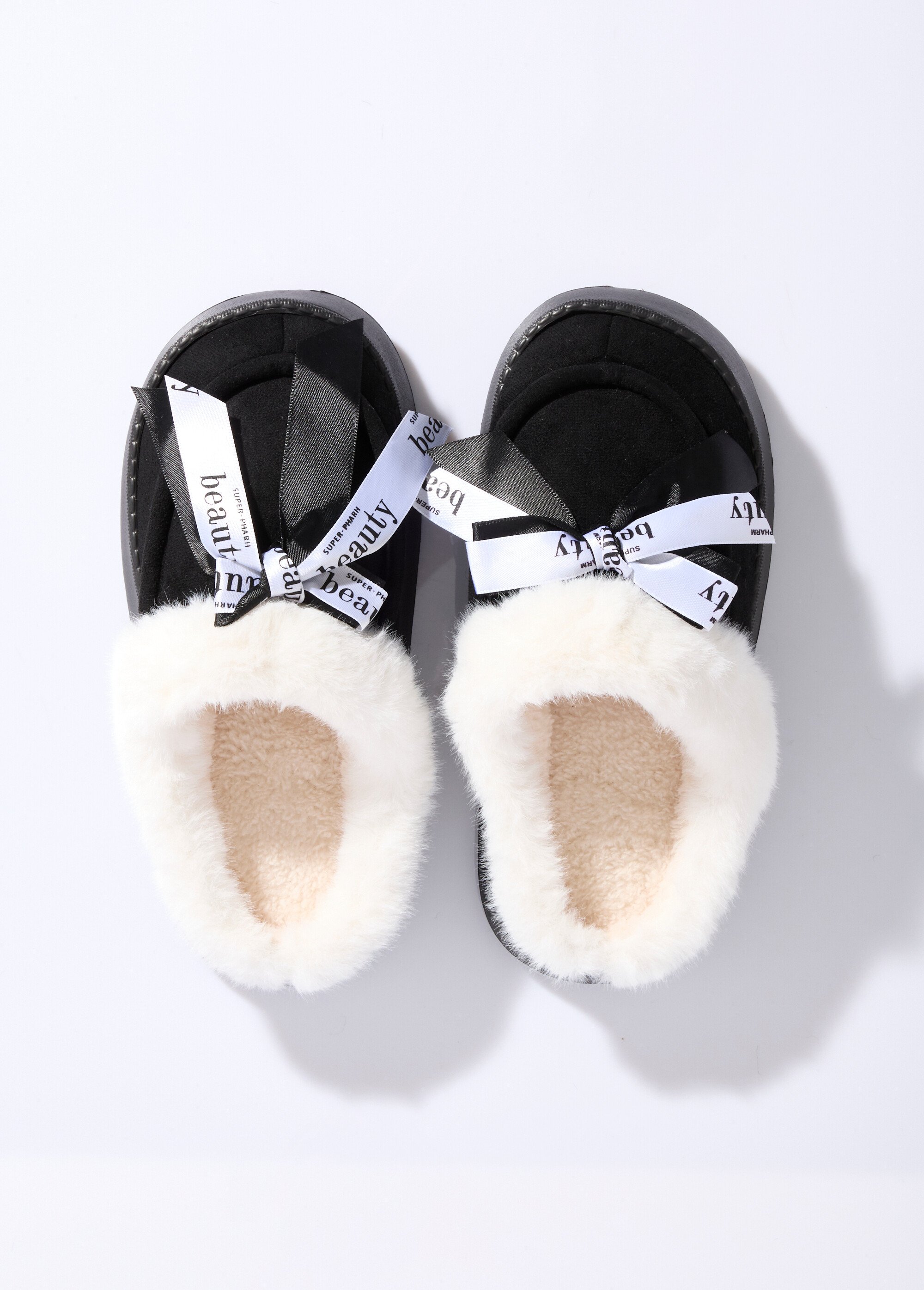 Mules fourrées compensées type mocassins Femme Noir LBS-BJJ9725 OV1