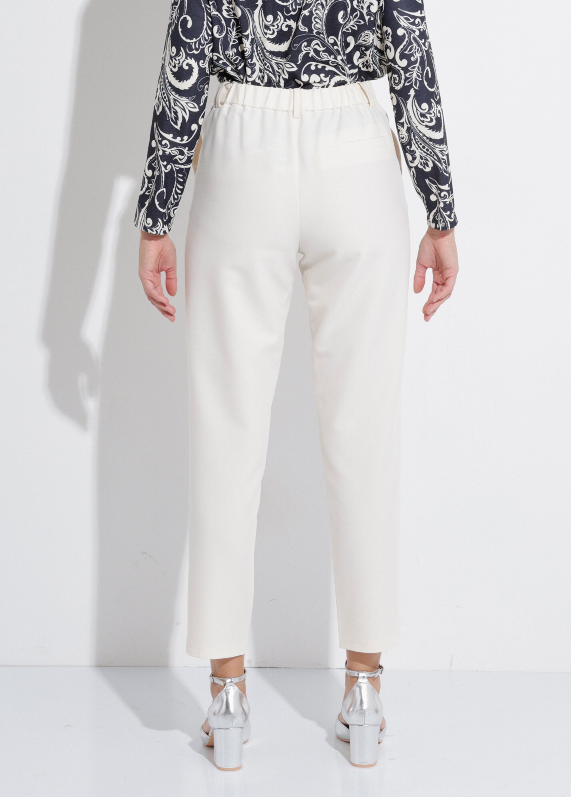 Pantalon droit tailleur fluide taille élastiquée