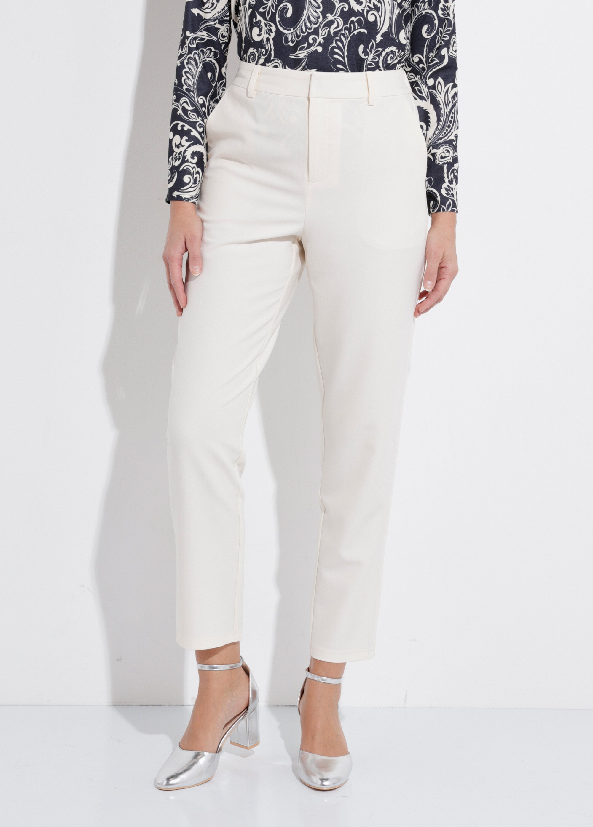 Pantalon droit tailleur fluide taille élastiquée Femme Beige NILO FA1