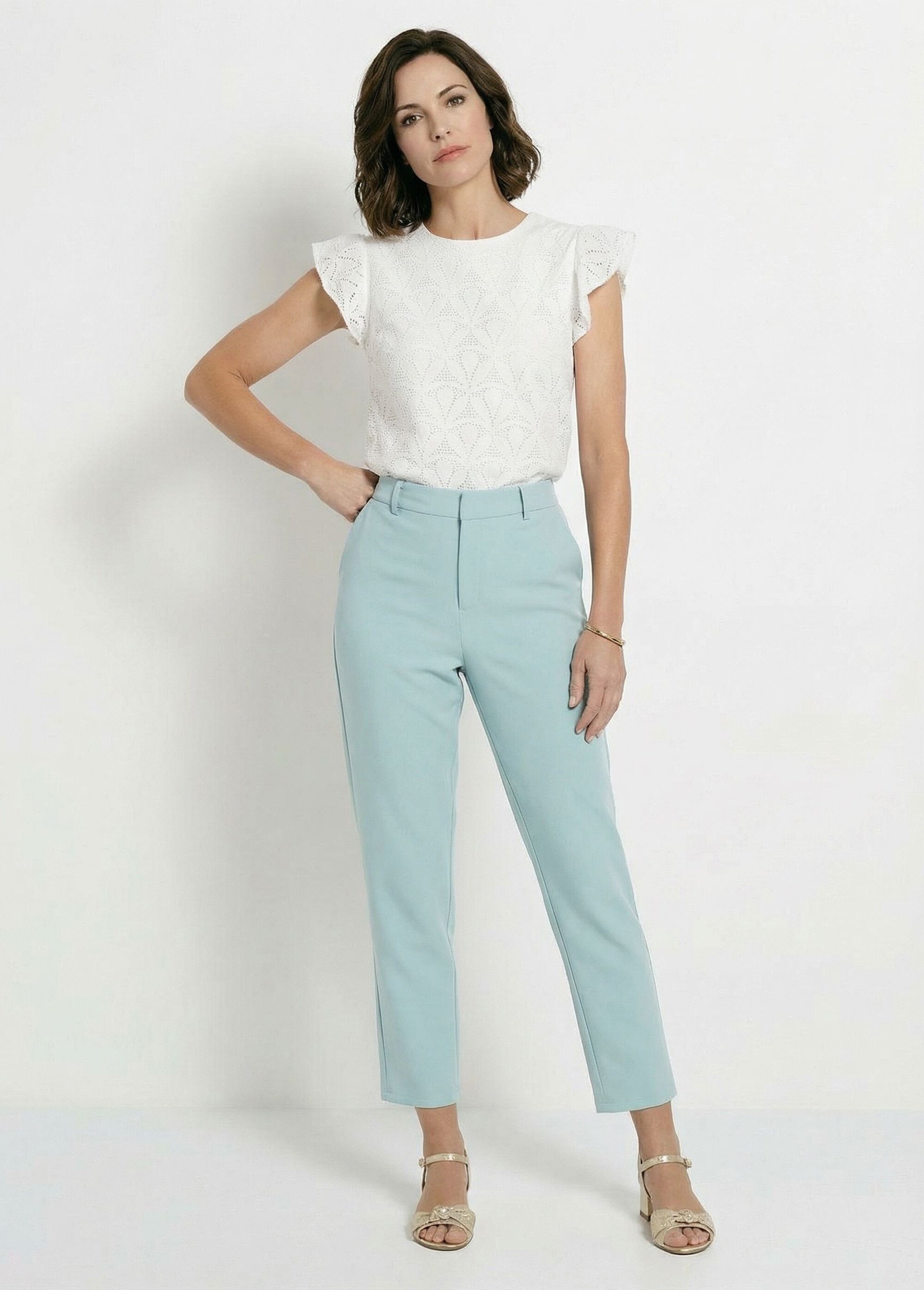 Pantalon droit tailleur fluide taille élastiquée Femme OPALINE NILO SF1
