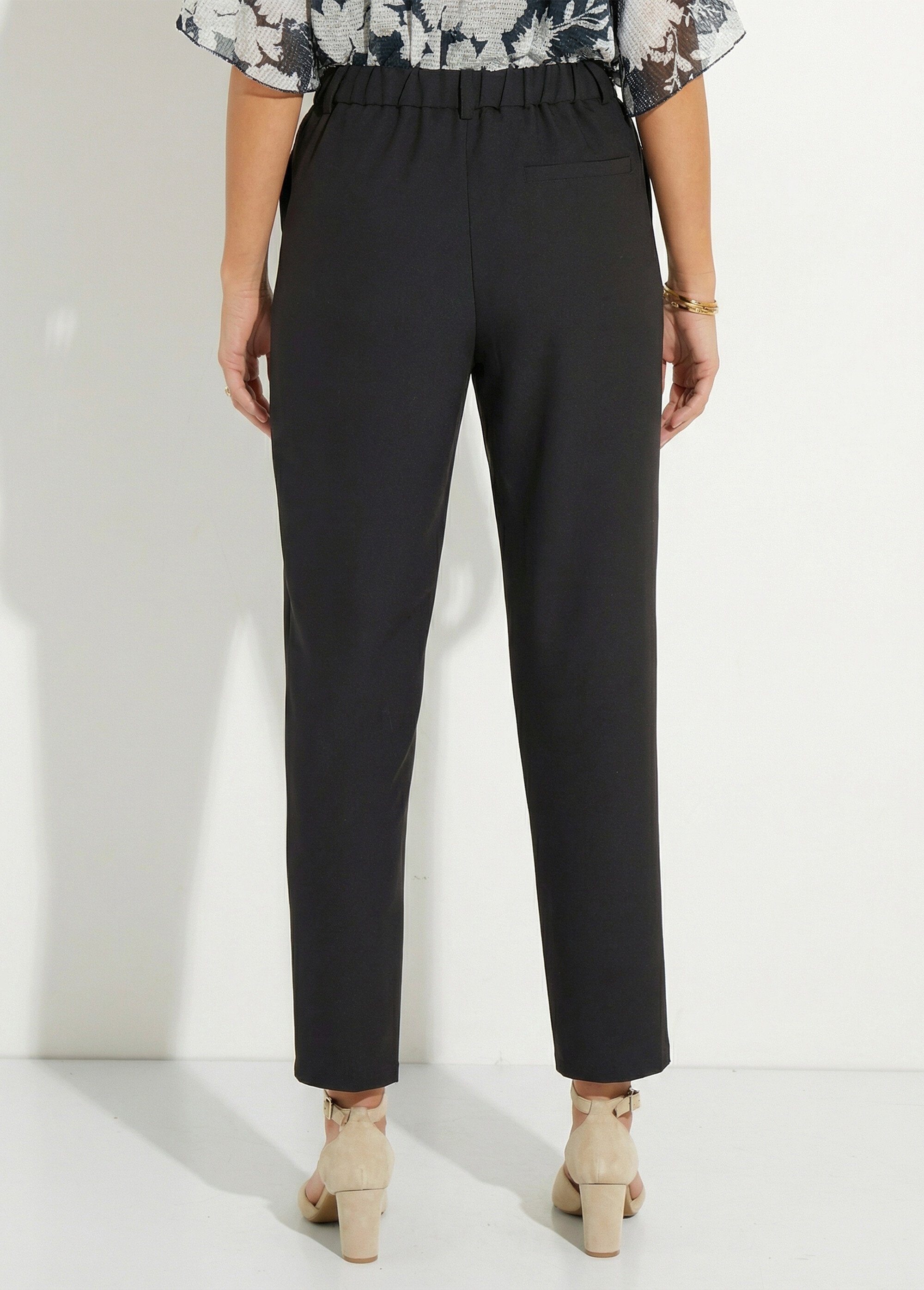 Pantalon droit tailleur fluide taille élastiquée Femme Noir NILO DO1