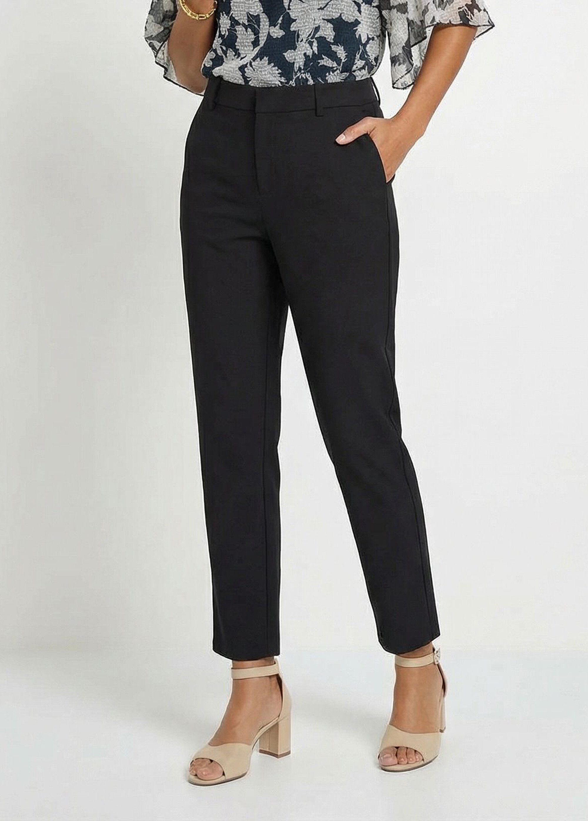 Pantalon droit tailleur fluide taille élastiquée Femme Noir NILO FA1