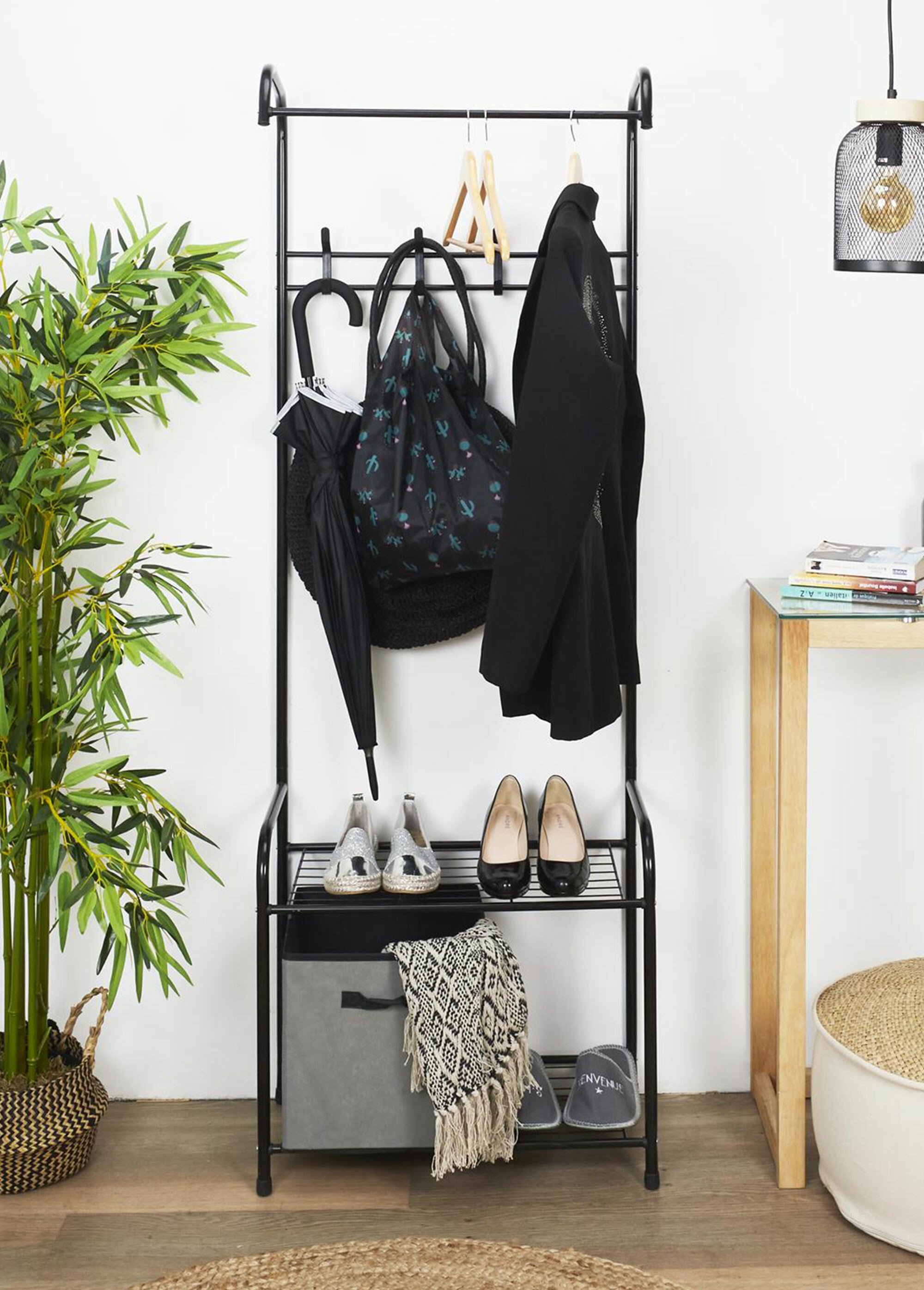 Penderie d'entrée métal, avec étagères NOIR CMP-RG6381 SI1