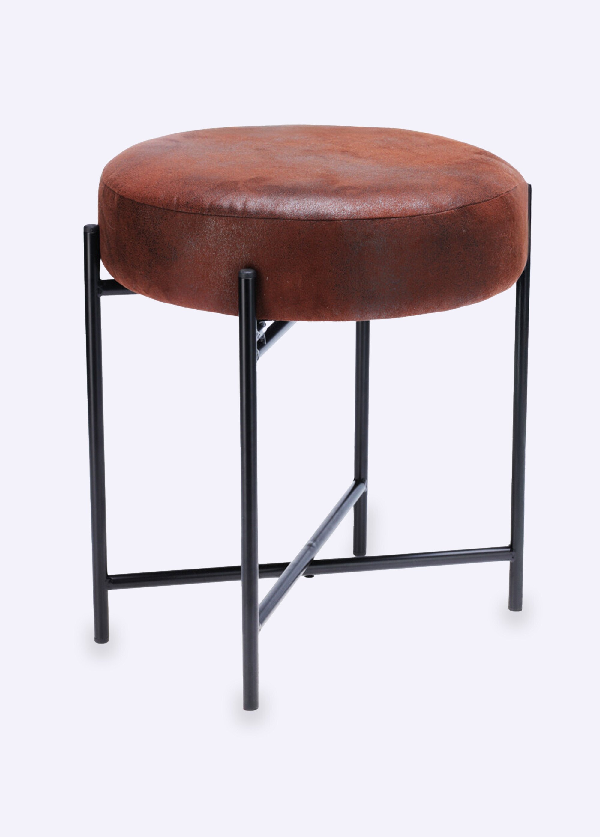 Pouf métal forme tabouret, avec coussin MARRON KP-KR8000130 FA1