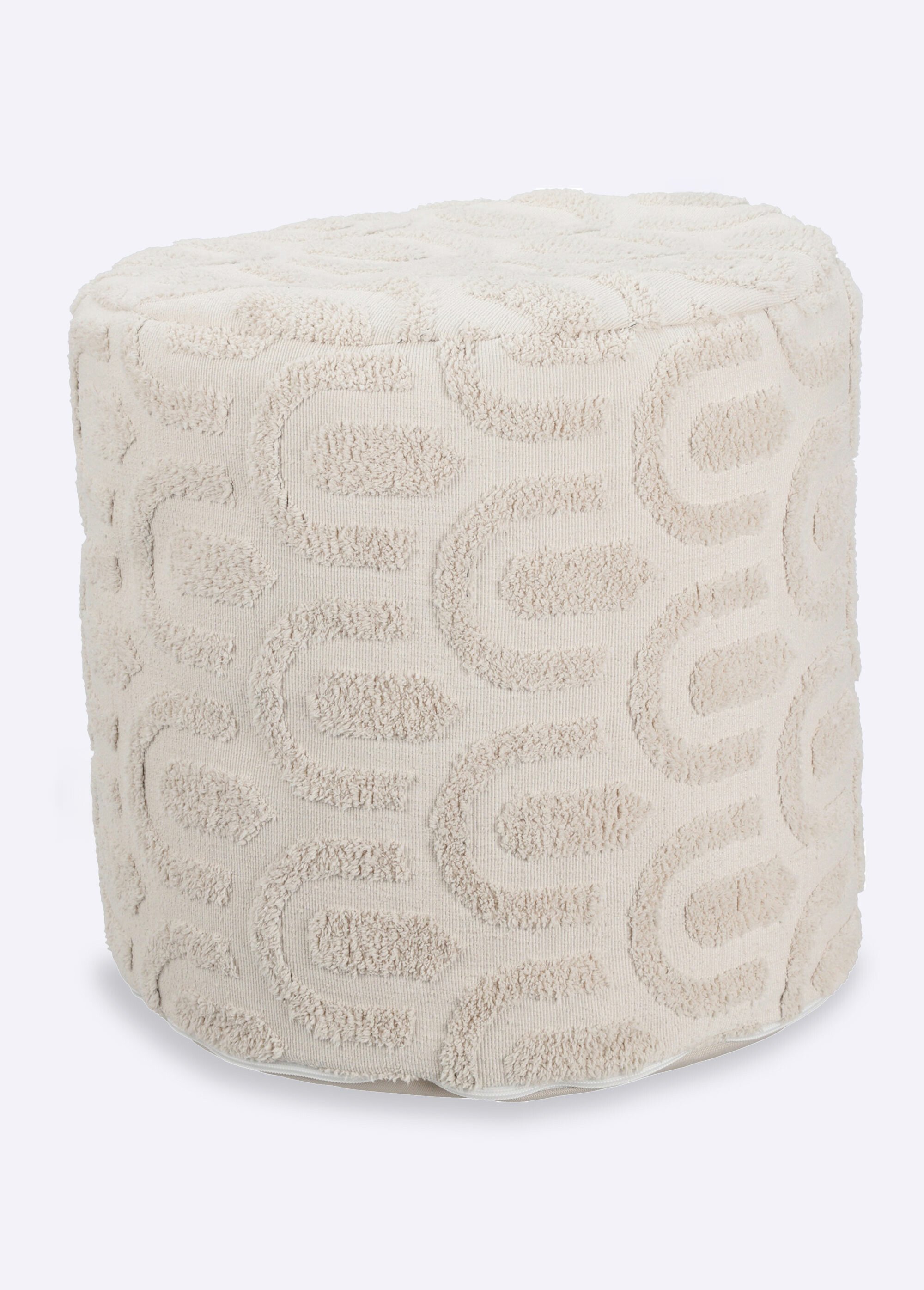 Pouf rond, formes organiques bouclette BEIGE KP-HZ1601350 FA1