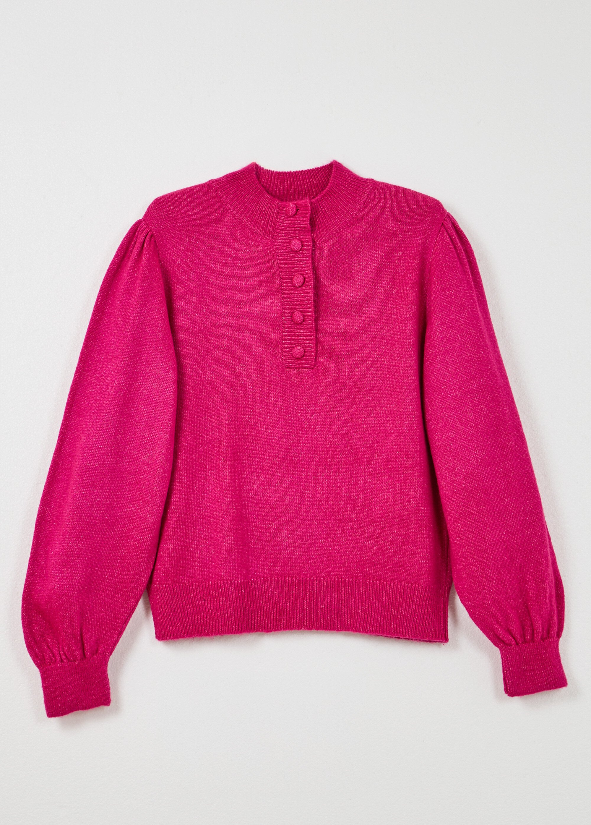 Pull chaud col montant boutonné Femme Rose PAULIE AP1