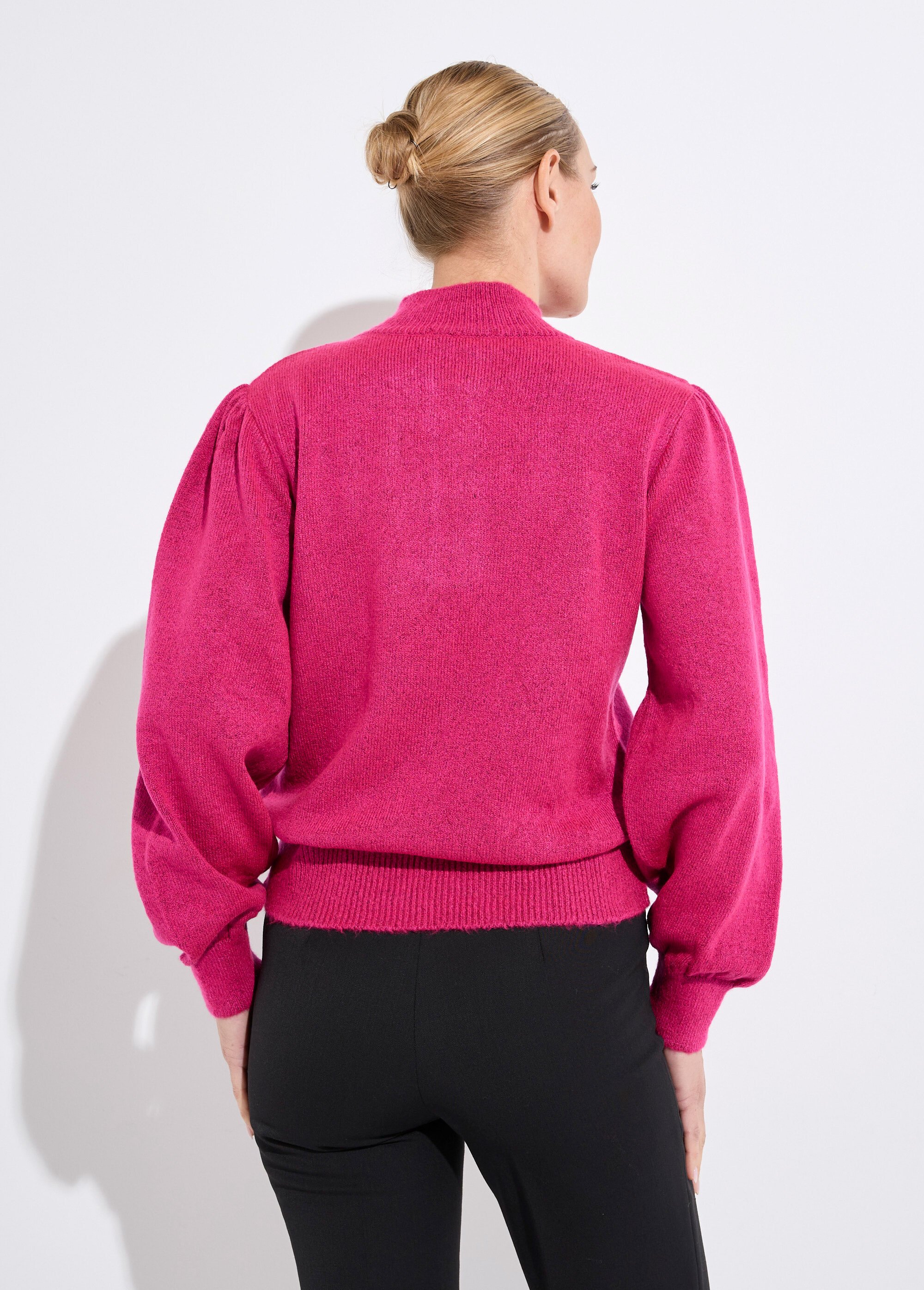 Pull chaud col montant boutonné Femme Rose PAULIE DO1