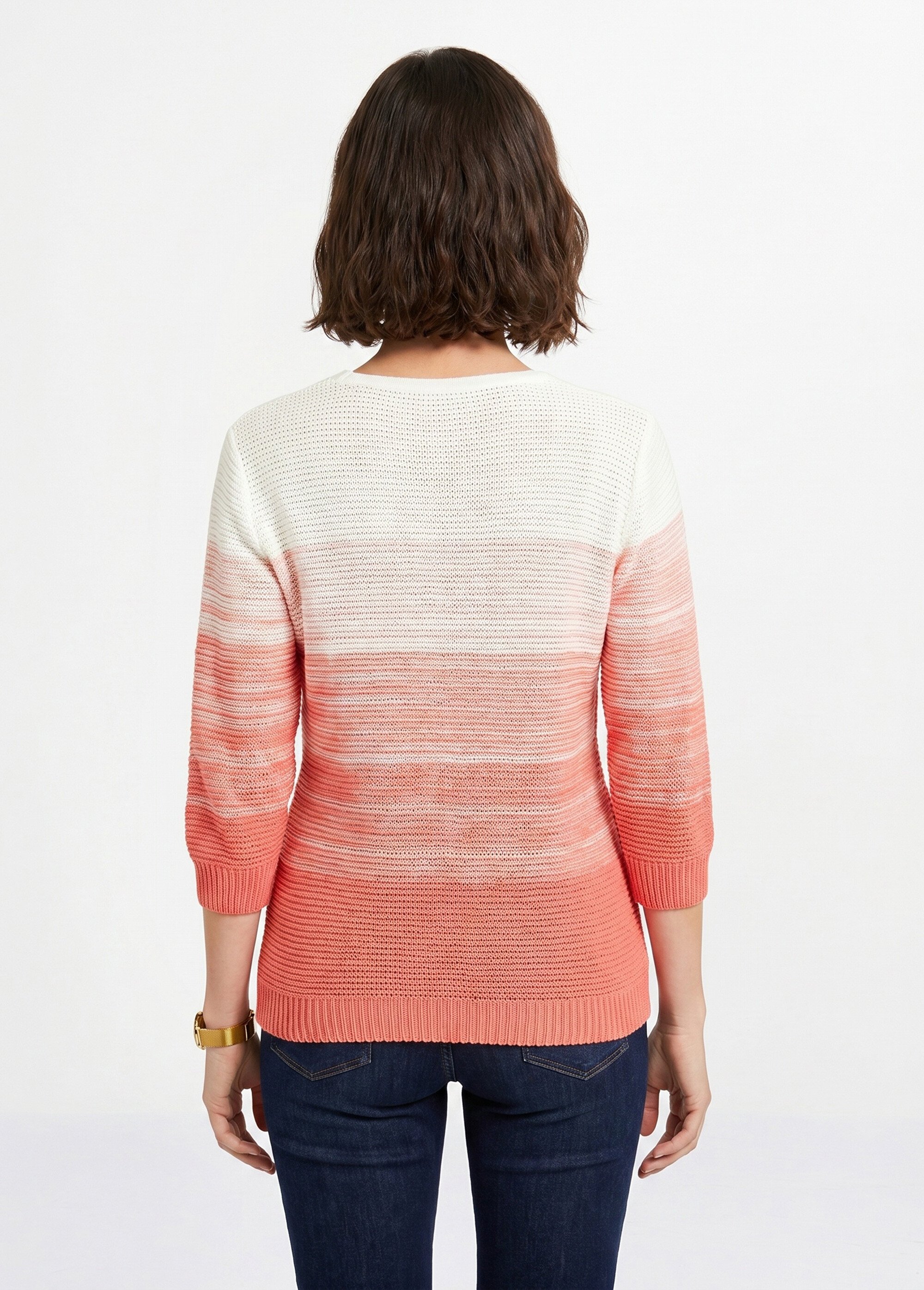 Pull doux manches 3/4 coton Femme Blanc MARNAZ DO1