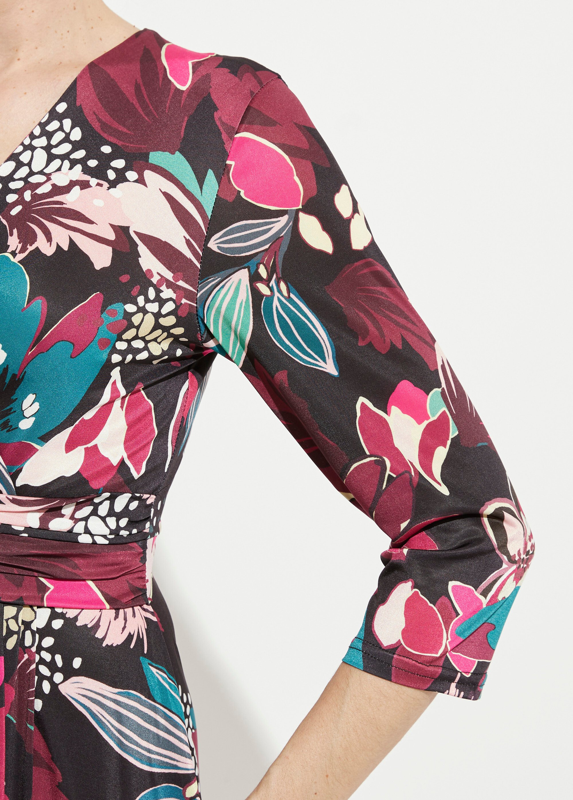 Robe cache-coeur courte évasée imprimé fleurs Femme Rose HERMANCE DE2