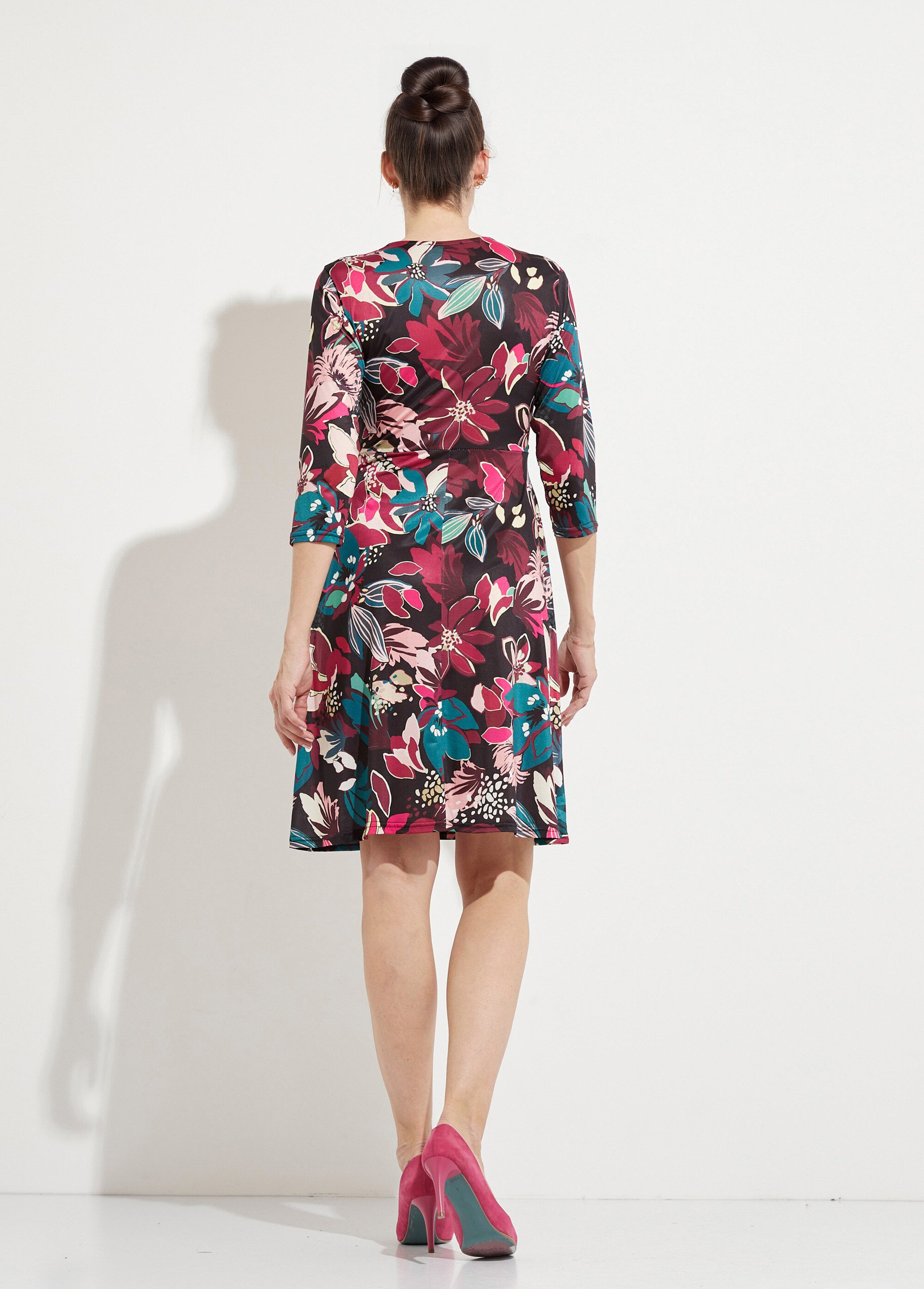 Robe cache-coeur courte évasée imprimé fleurs Femme Rose HERMANCE DO1