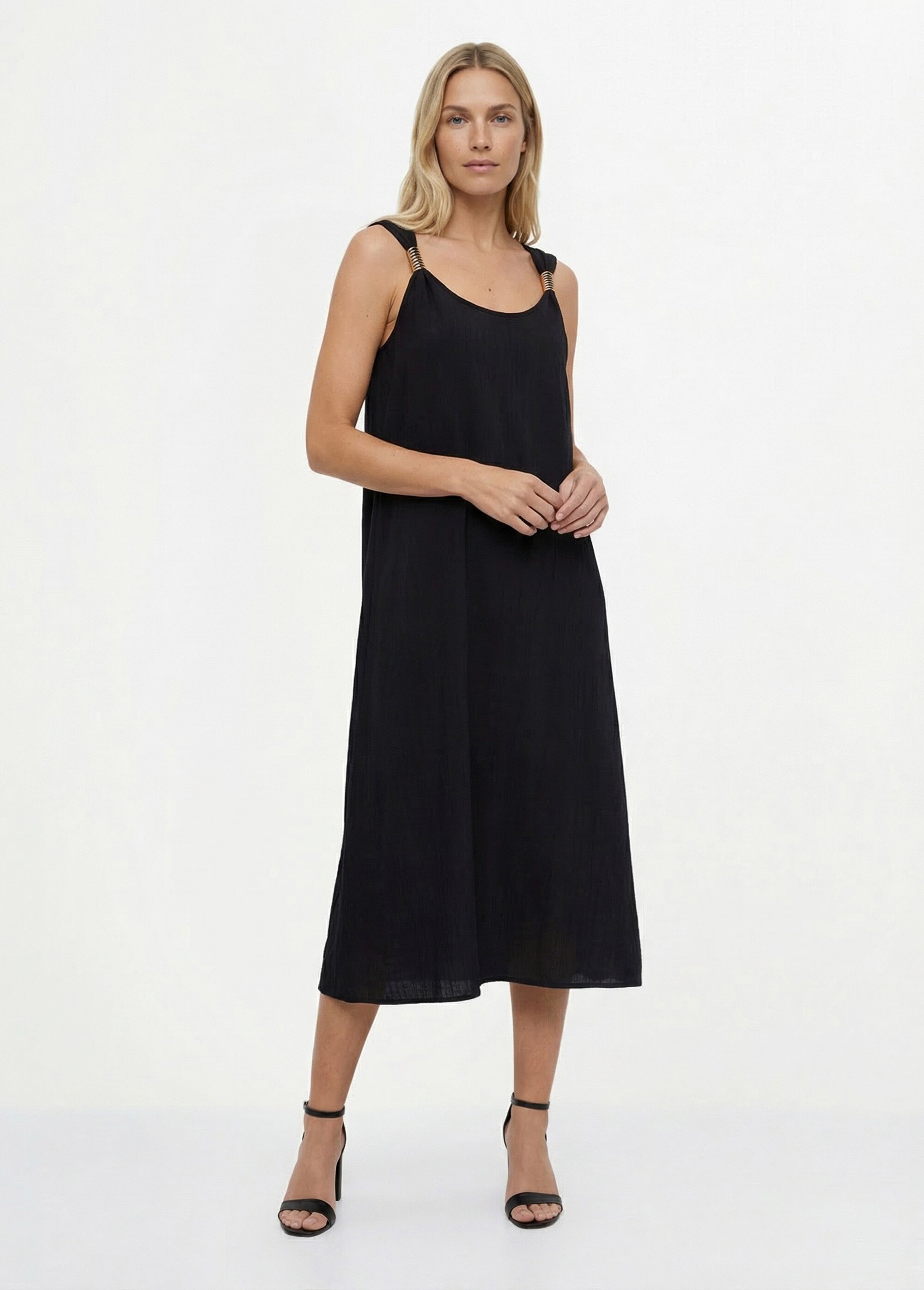 Robe longue sans manches bretelles bijou Femme Noir EVRIAN FA1