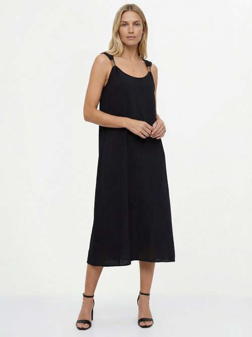 Robe longue sans manches bretelles bijou Femme Noir EVRIAN FA1