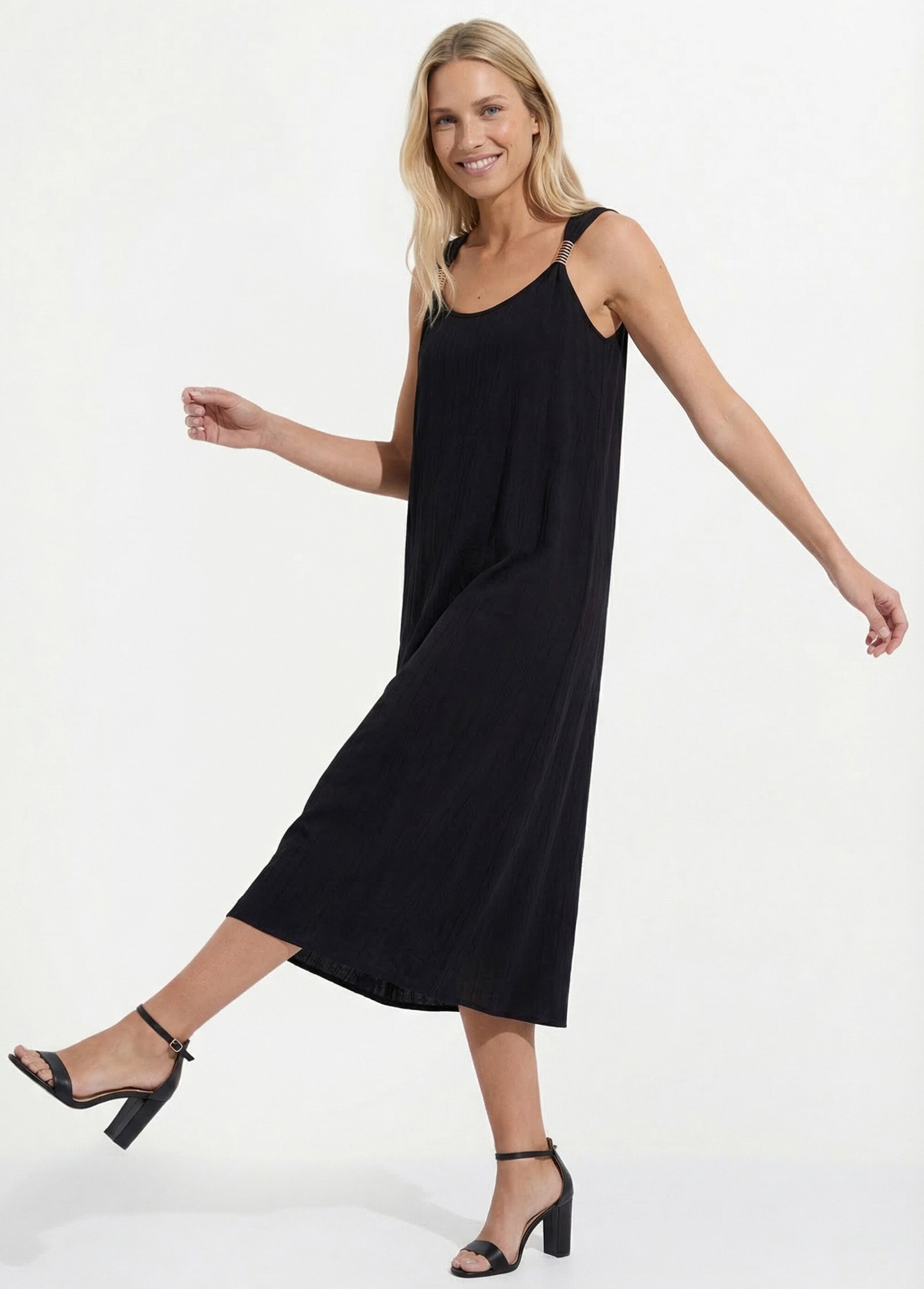 Robe longue sans manches bretelles bijou Femme Noir EVRIAN MV1