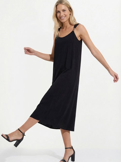 Robe longue sans manches bretelles bijou Femme Noir EVRIAN MV1