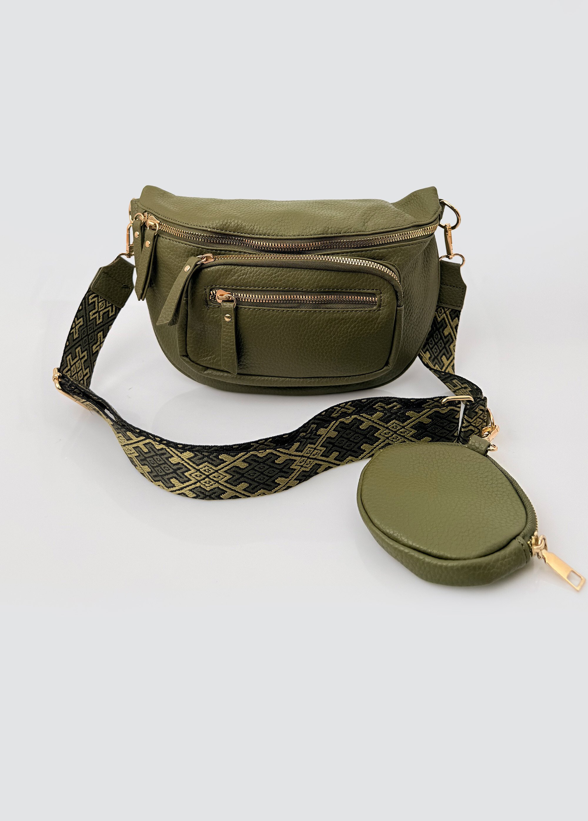 Sac banane fantaisie + porte-monnaie Femme Vert BAG-PM301 FA1