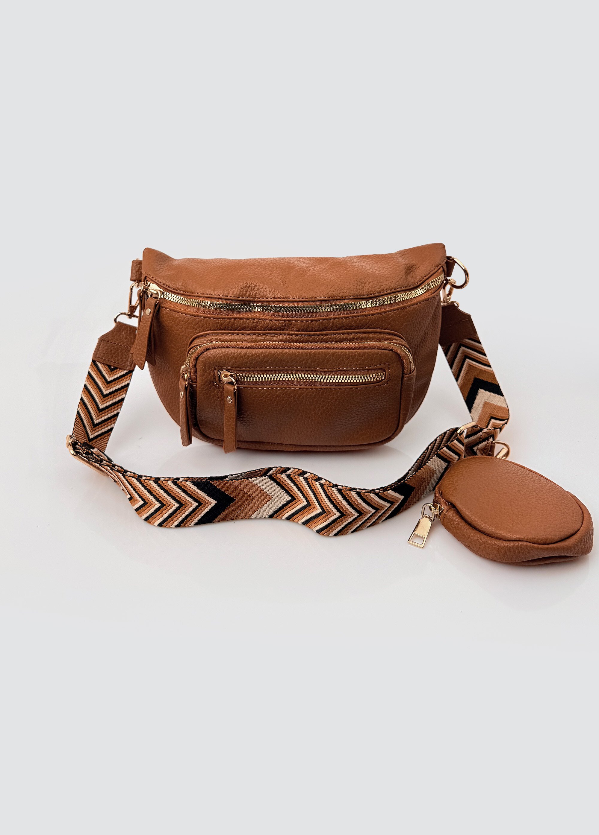 Sac banane fantaisie + porte-monnaie Femme Marron BAG-PM301 FA1