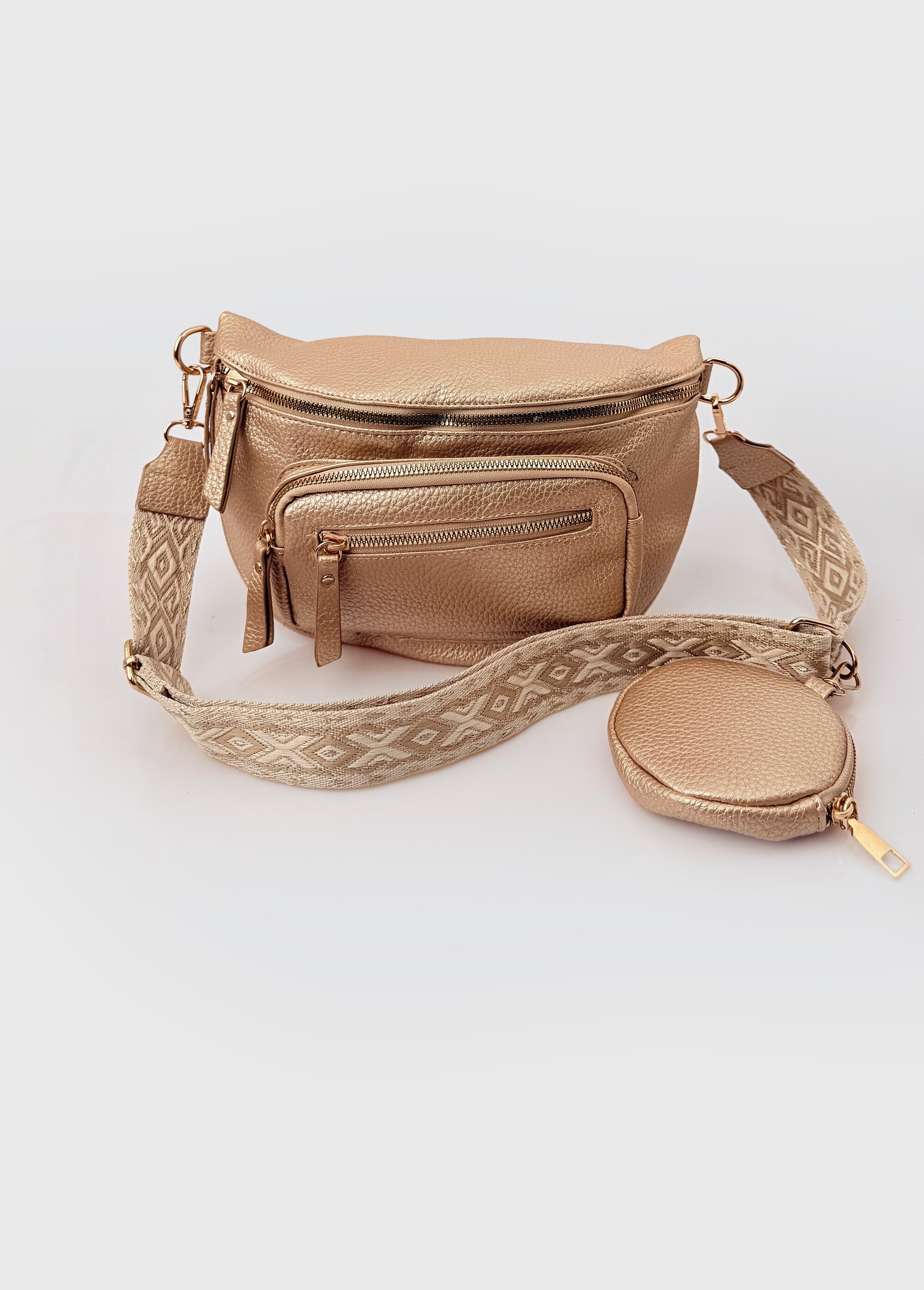 Sac banane fantaisie + porte-monnaie Femme Doré BAG-PM301 FA1