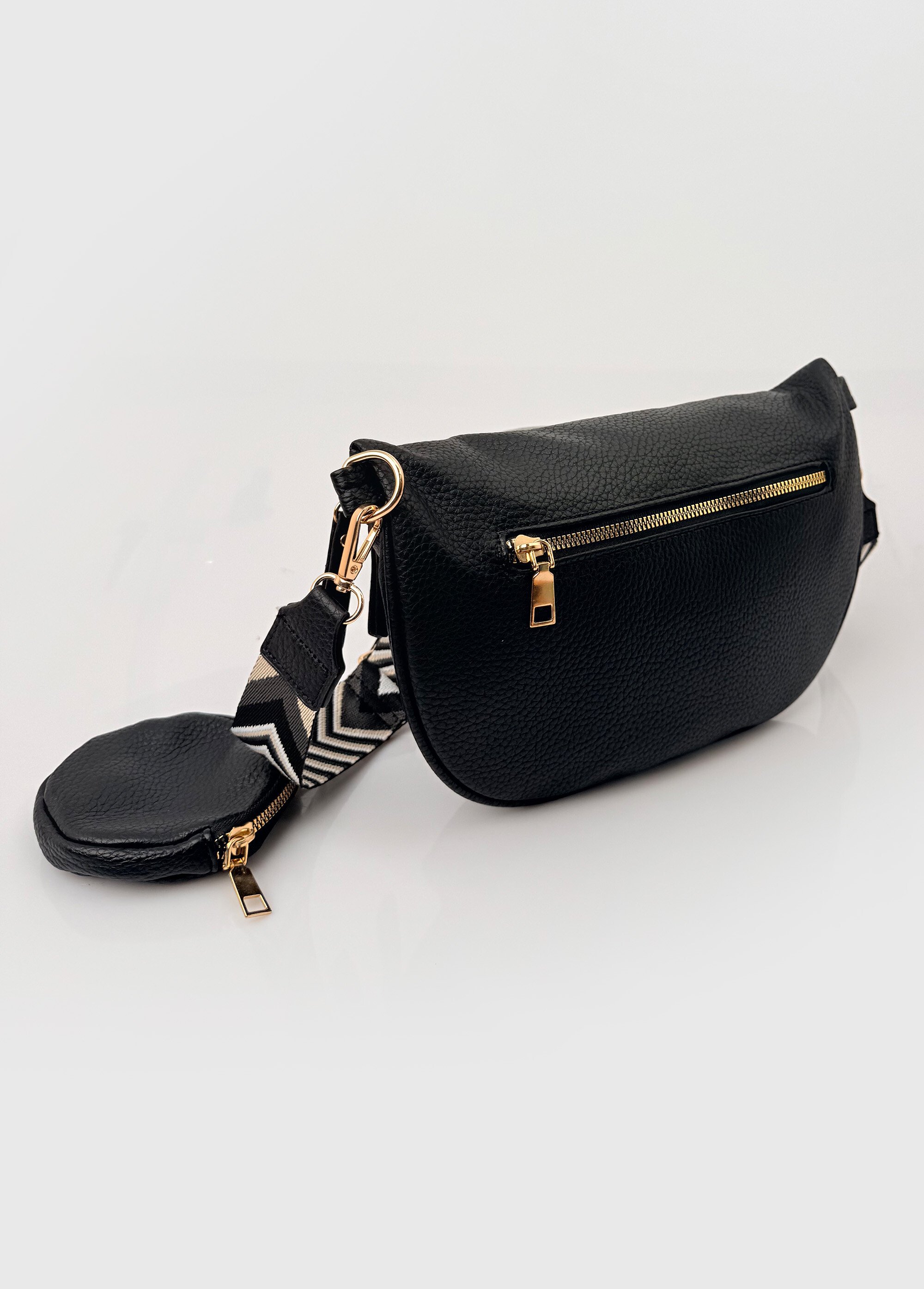 Sac banane fantaisie + porte-monnaie Femme Noir BAG-PM301 DE1