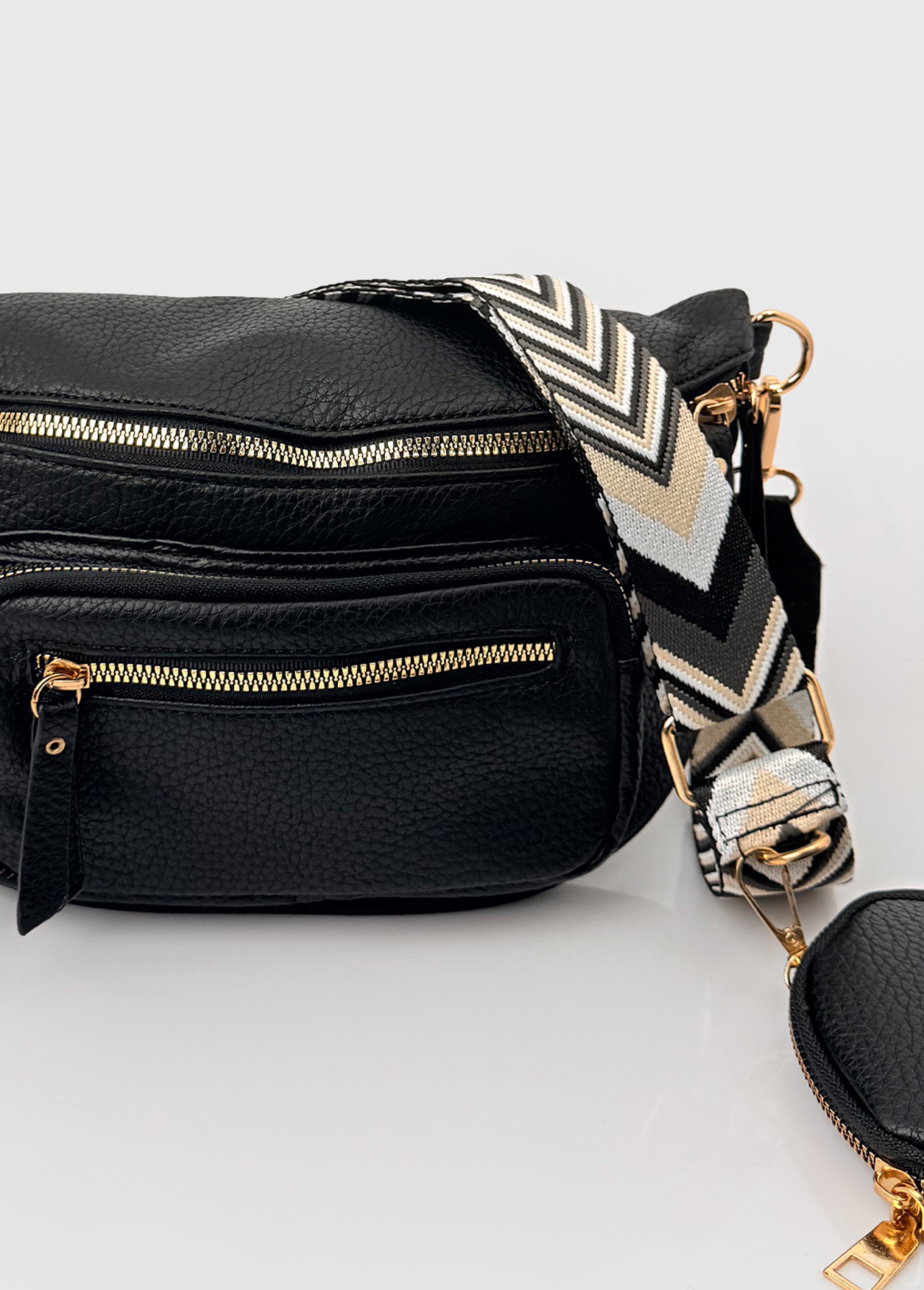 Sac banane fantaisie + porte-monnaie Femme Noir BAG-PM301 DE2