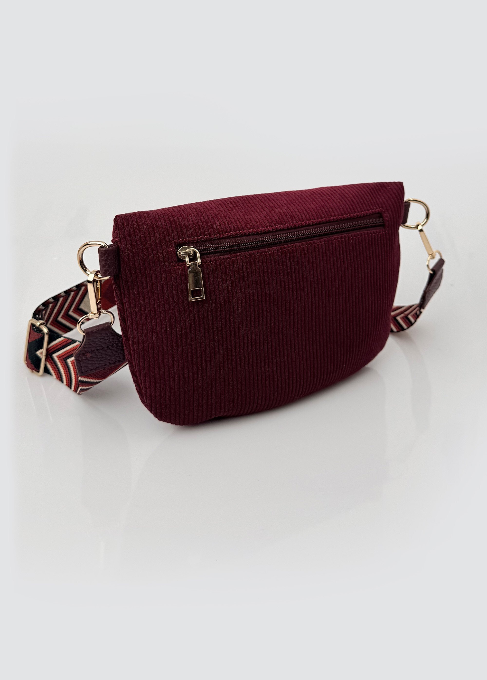 Sac banane velours bandoulière fantaisie Femme Rouge BAG-F101 DE1