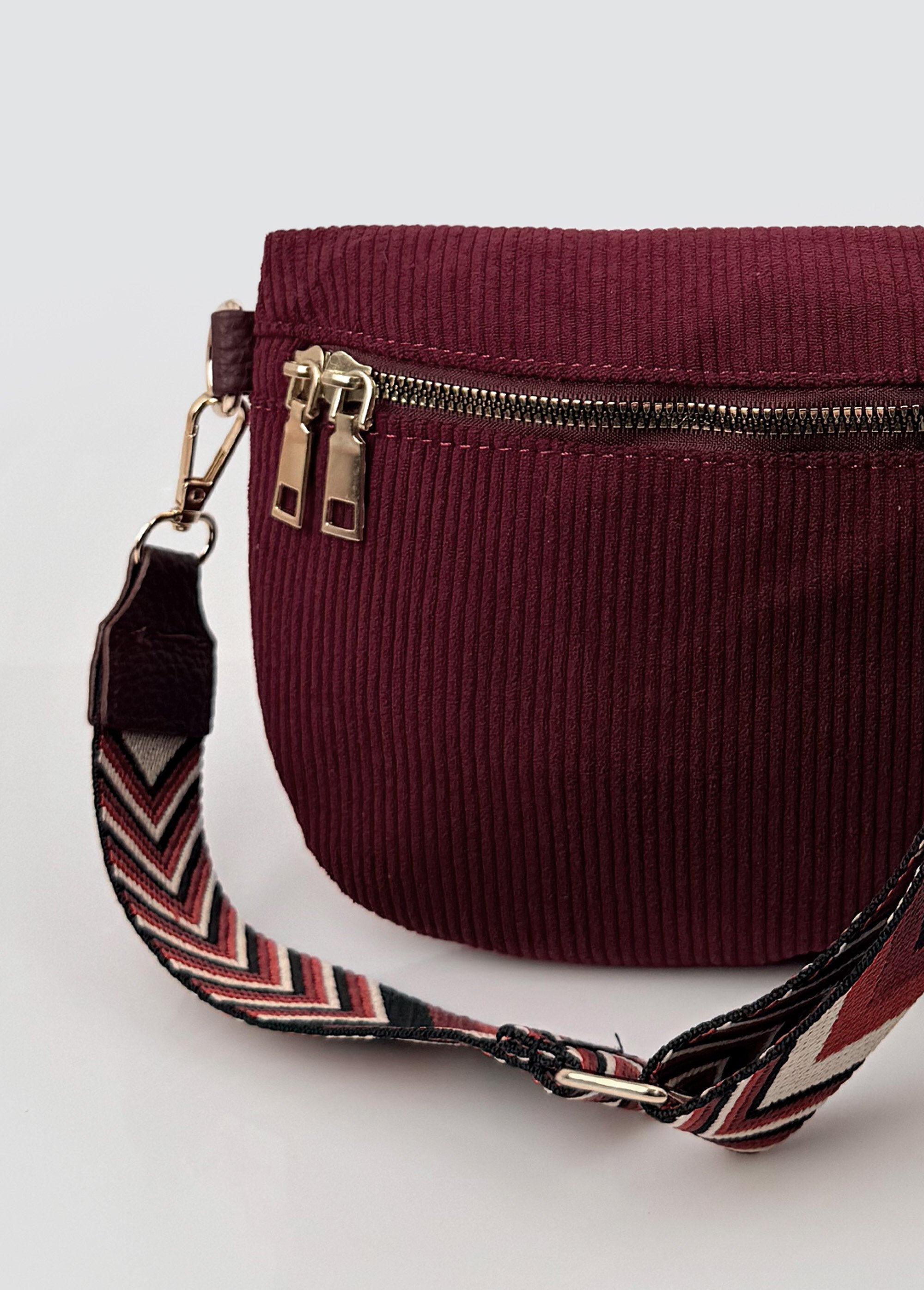 Sac banane velours bandoulière fantaisie Femme Rouge BAG-F101 DE2