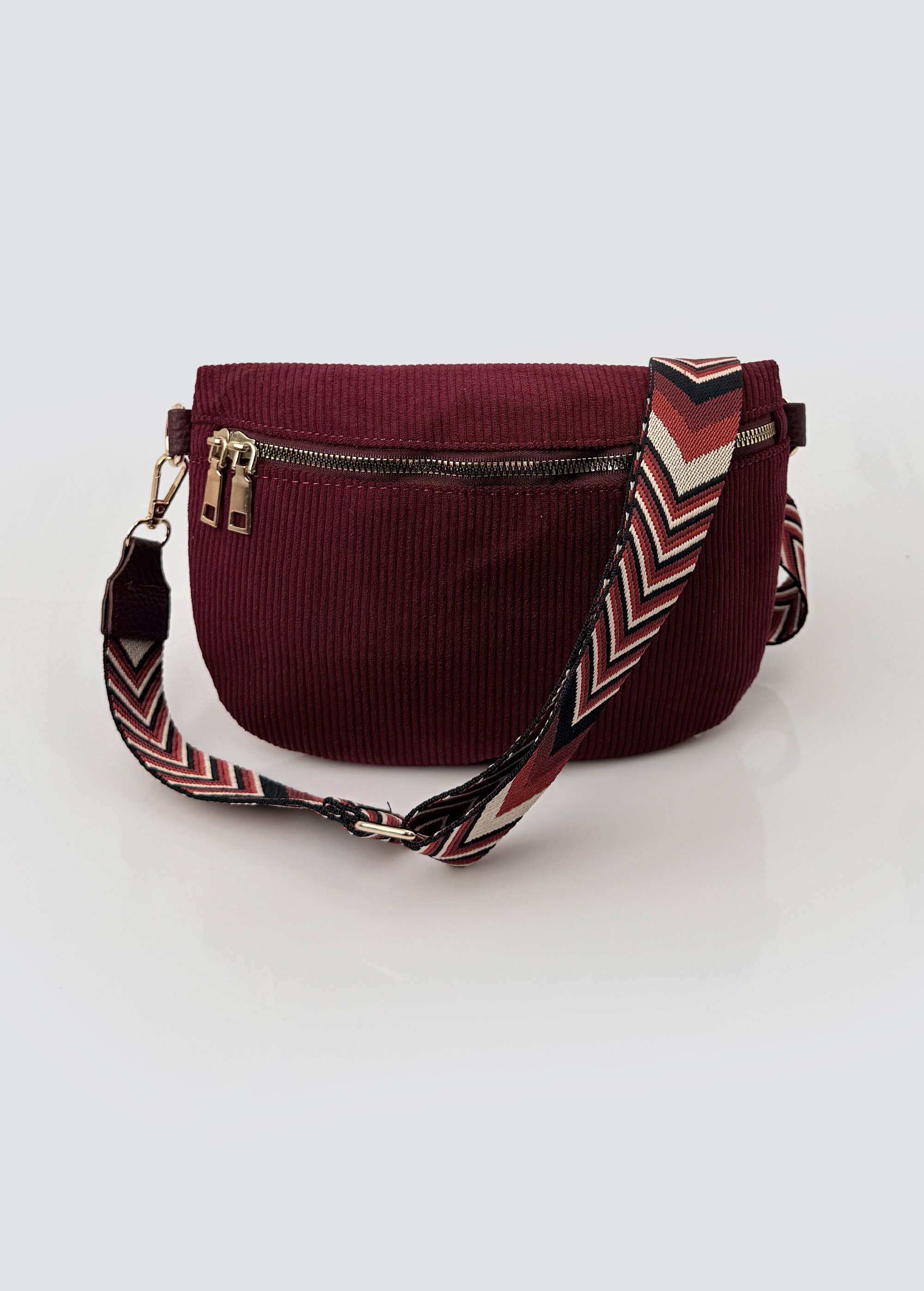 Sac banane velours bandoulière fantaisie Femme Rouge BAG-F101 FA1