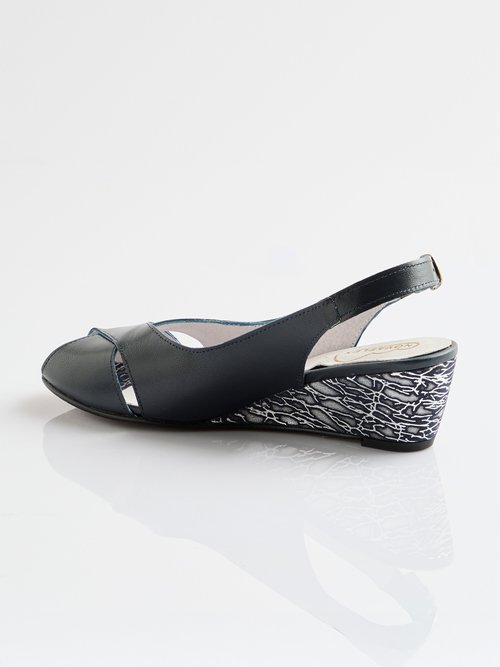 Sandales bout ouvert largeur confort cuir Femme Bleu OFFIN DO1