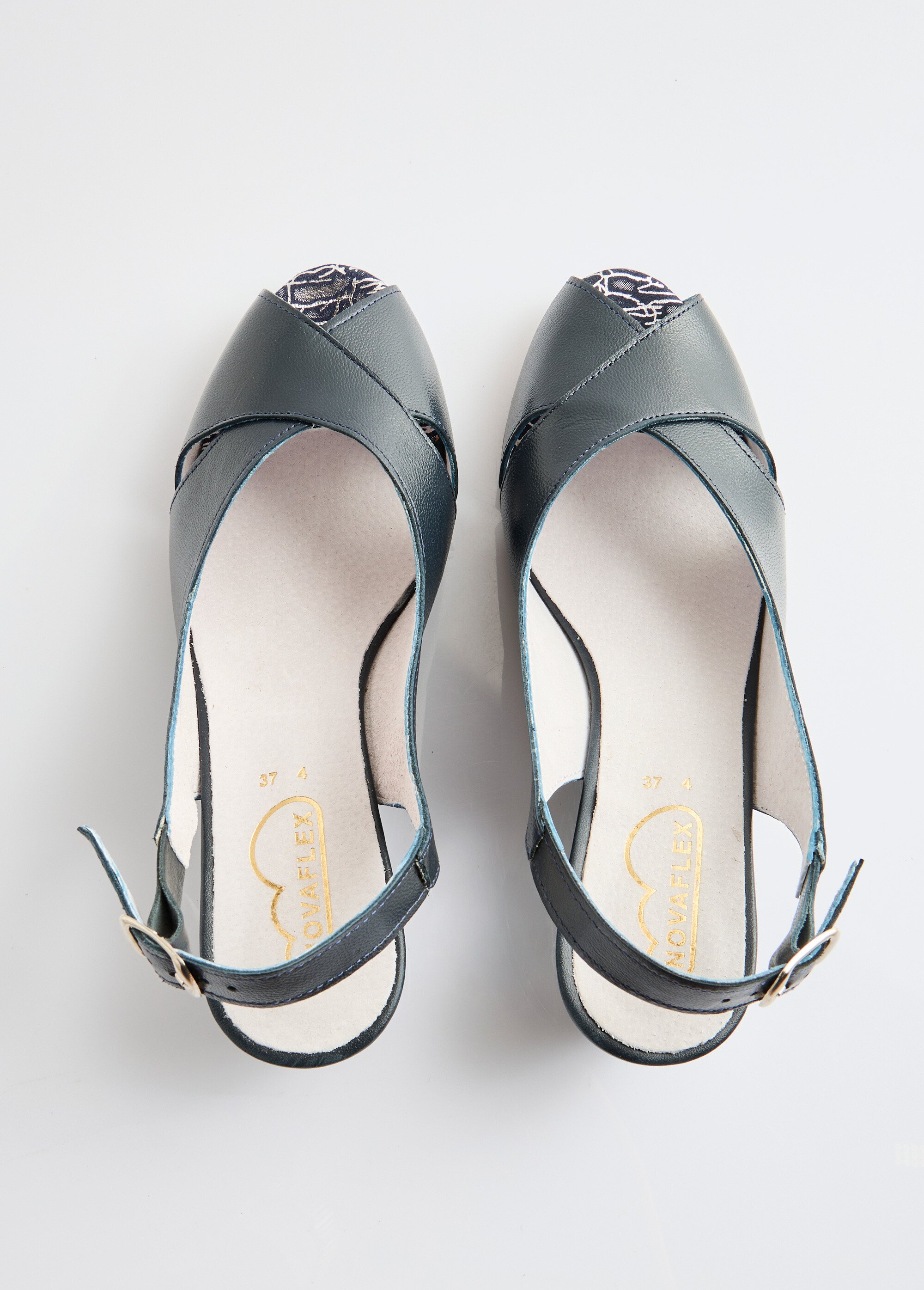 Sandales bout ouvert largeur confort cuir Femme Bleu OFFIN OV1