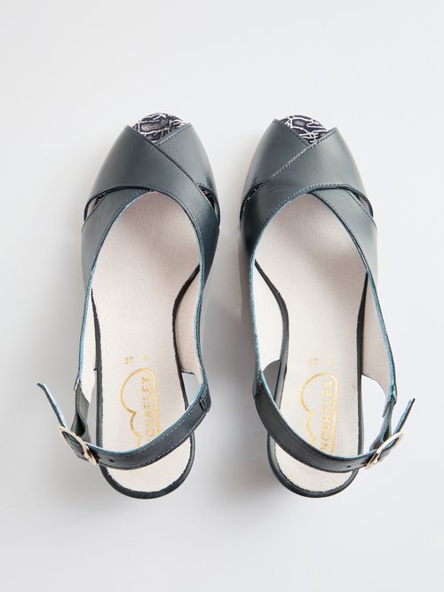 Sandales bout ouvert largeur confort cuir Femme Bleu OFFIN OV1