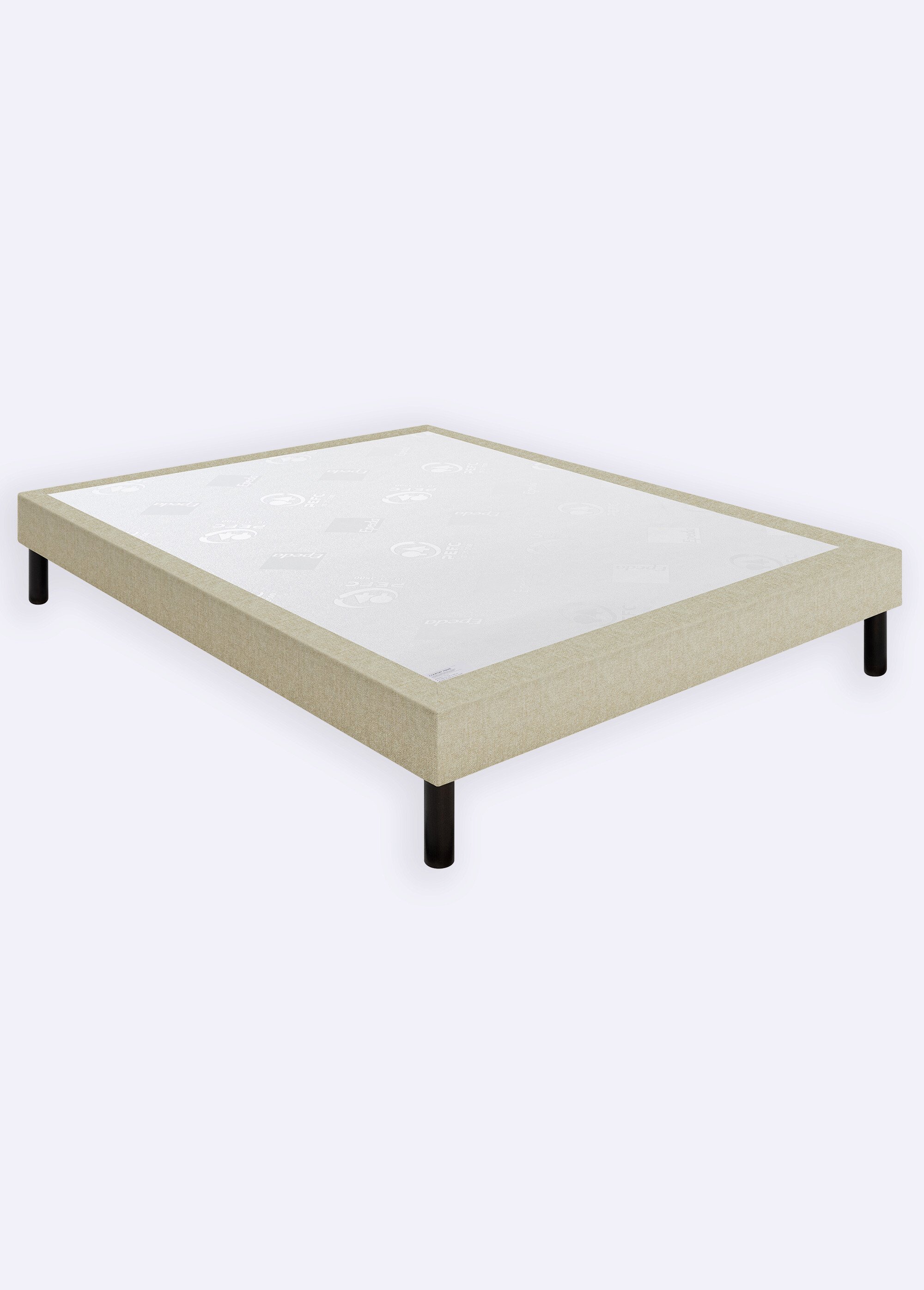Sommier tapissier 16cm + pieds wengé 17cm CHENILLE LIN EPE-BRISTOL-MED FA1