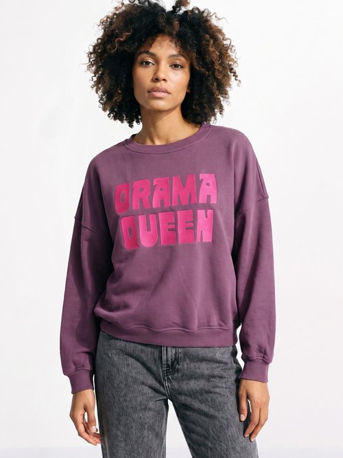 Sweat col rond, message Drama Queen Rouge JB-SW0045 FA1